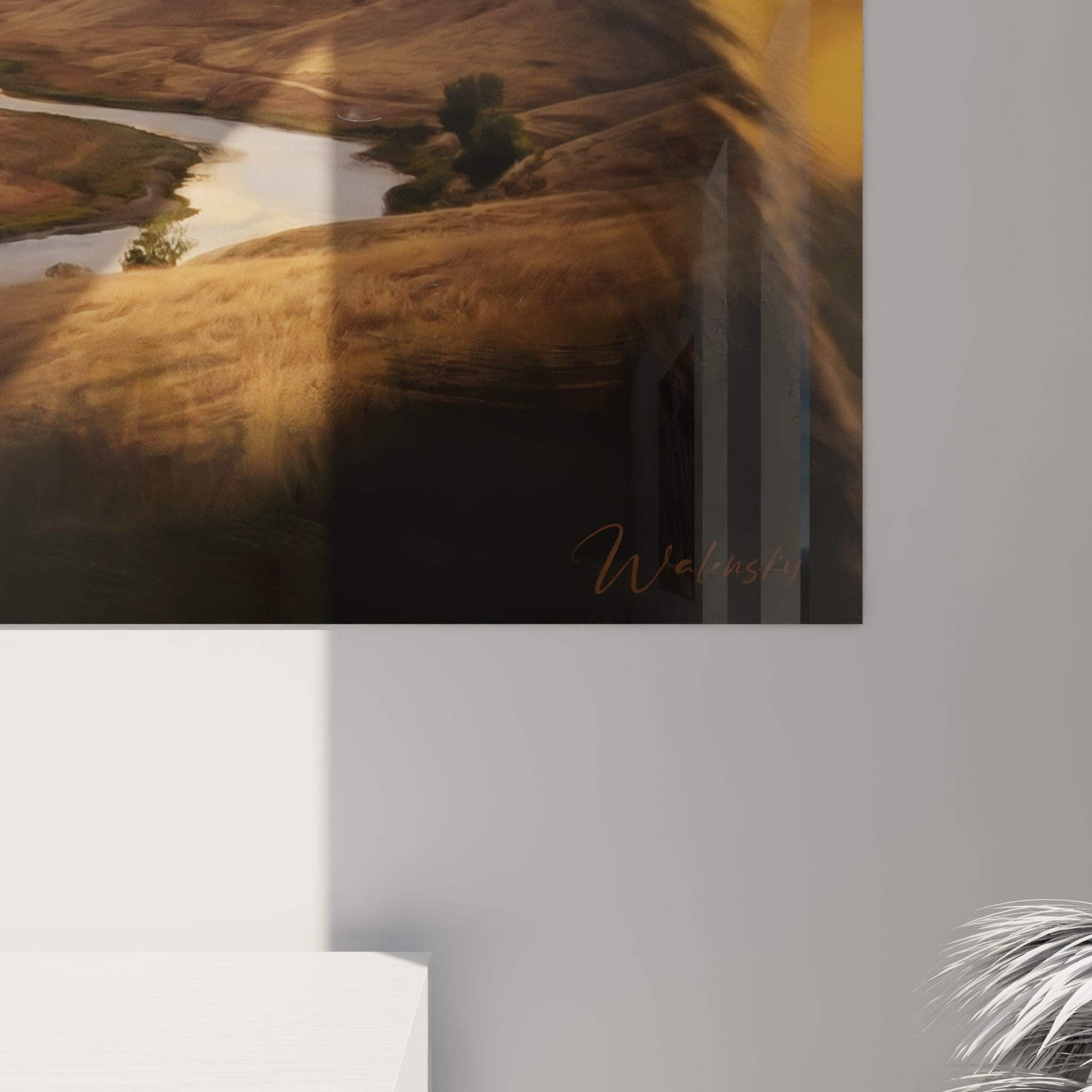 Visualizzazione completa quadro gatto American Curl paesaggio pastorale, opera d'arte murale decorativa per salotto moderno