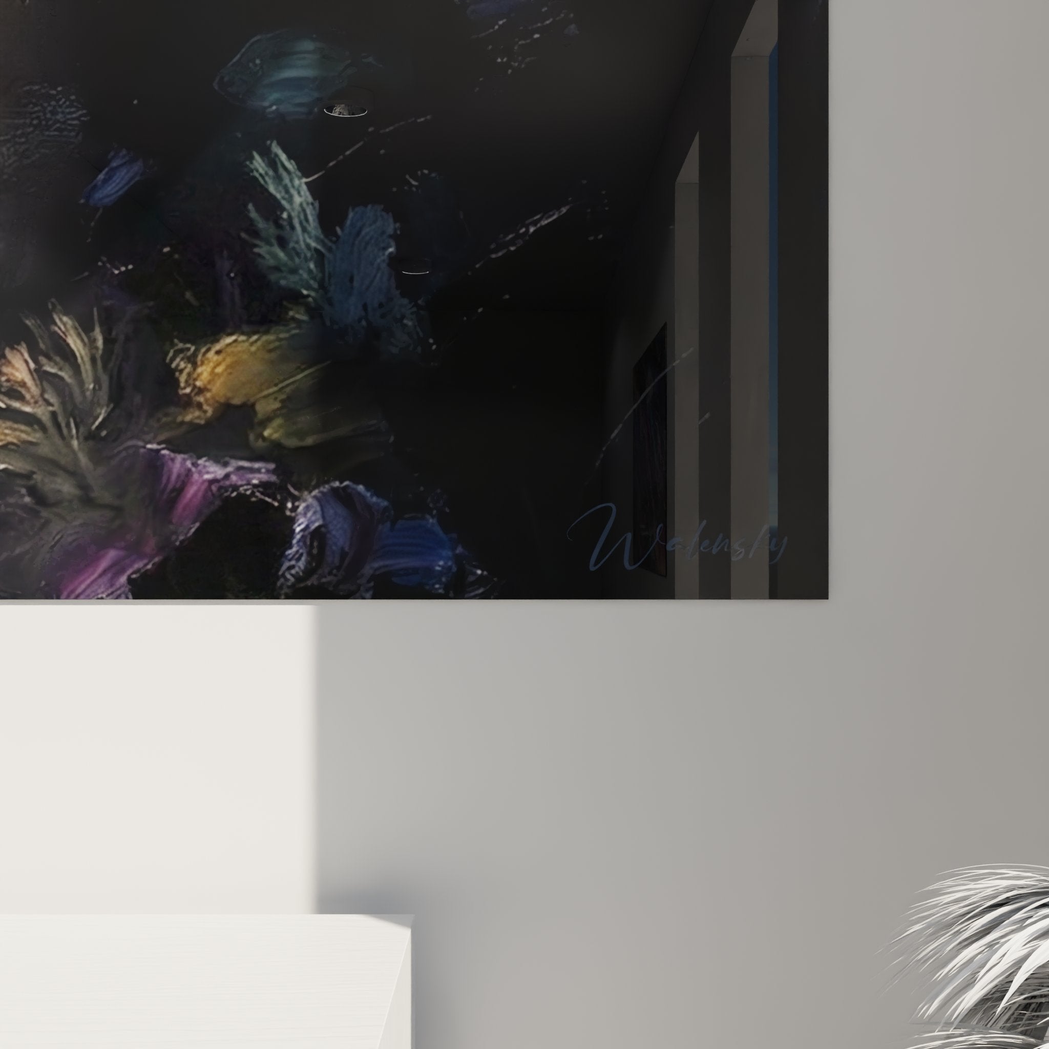 Overview wall art painting dive with deep water exploration scene