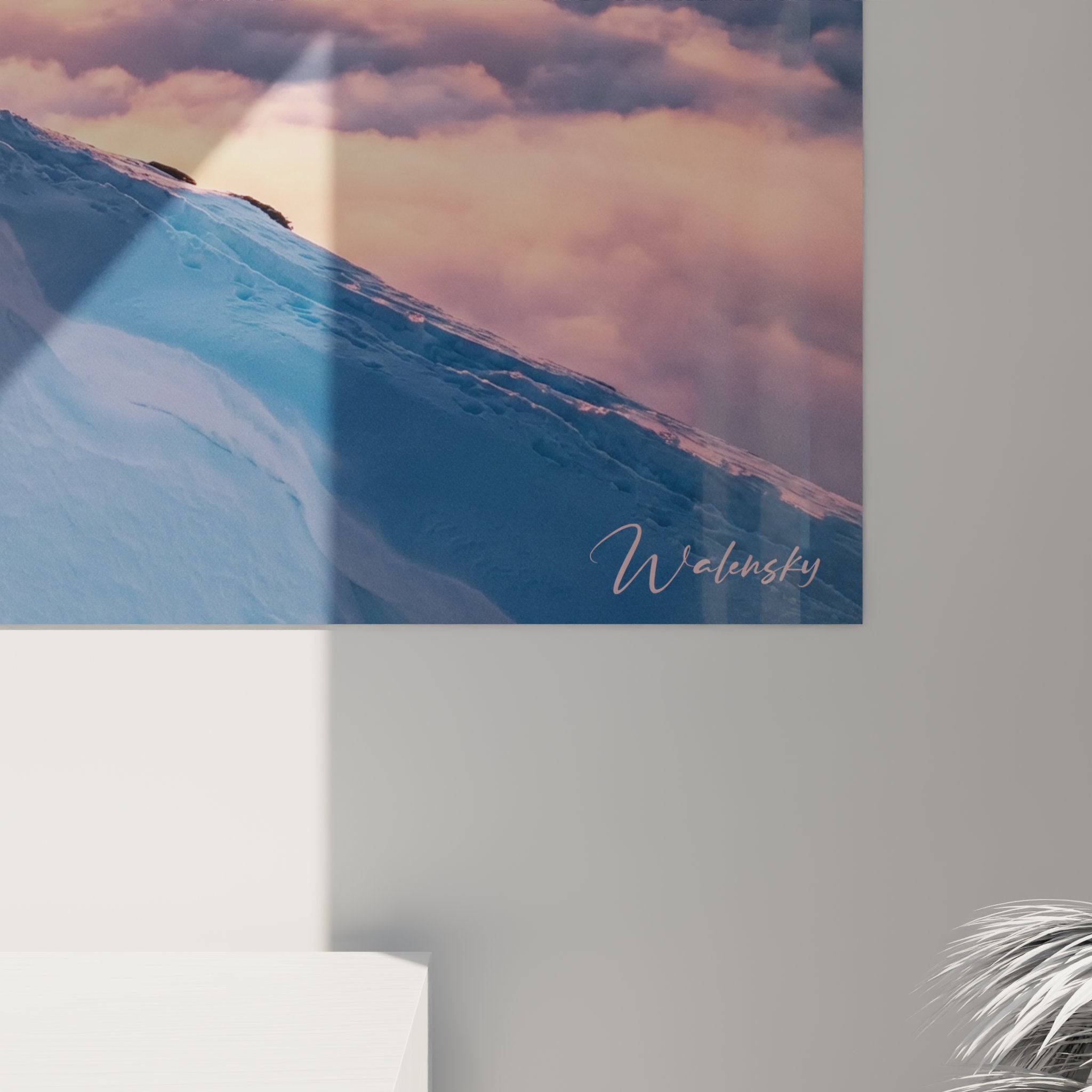 Vue ensemble tableau montagne nuages snowboard decoration salon moderne tableau mural sports hiver grand format