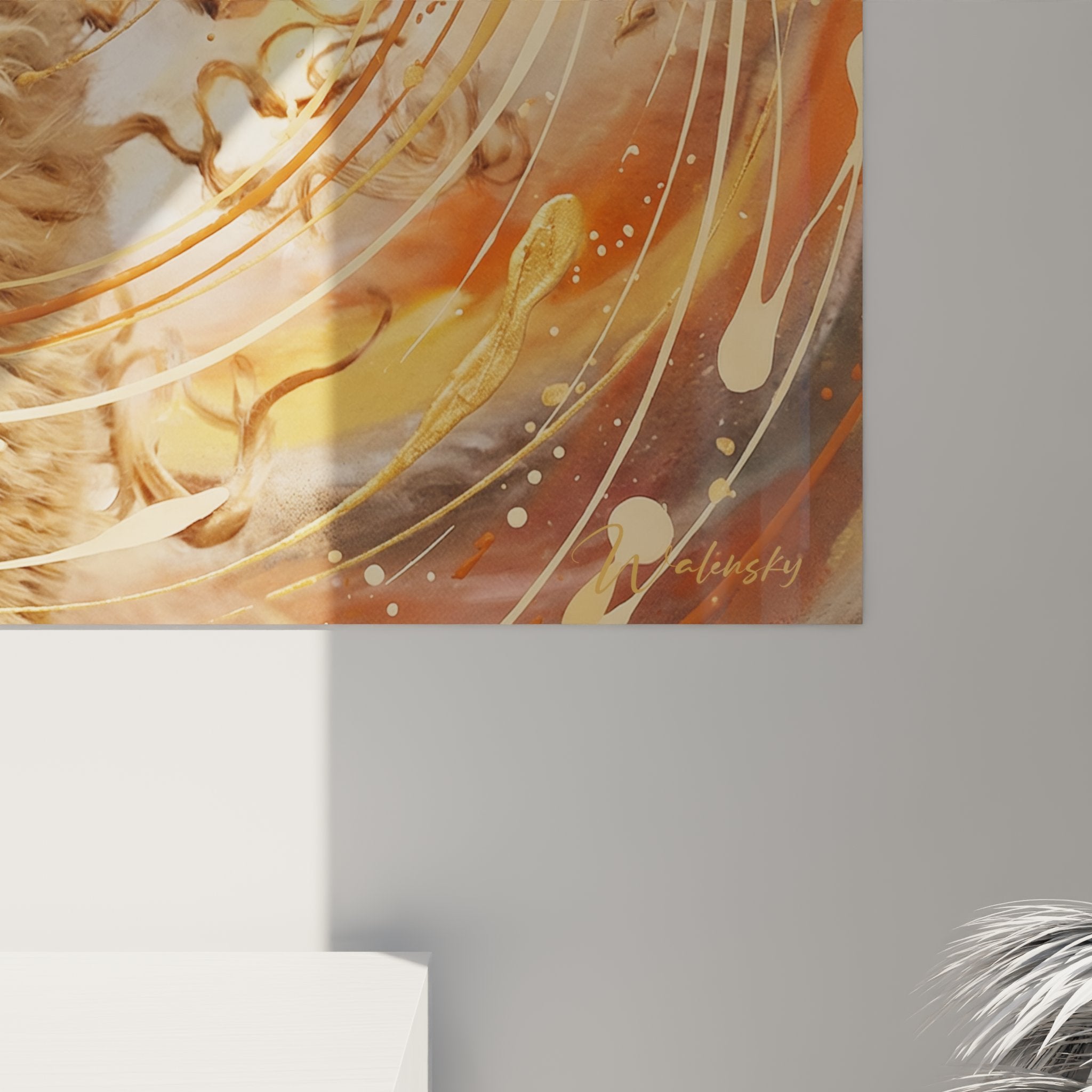 Vista d'insieme quadro gatto Laperm turbine oro decorazione murale moderna