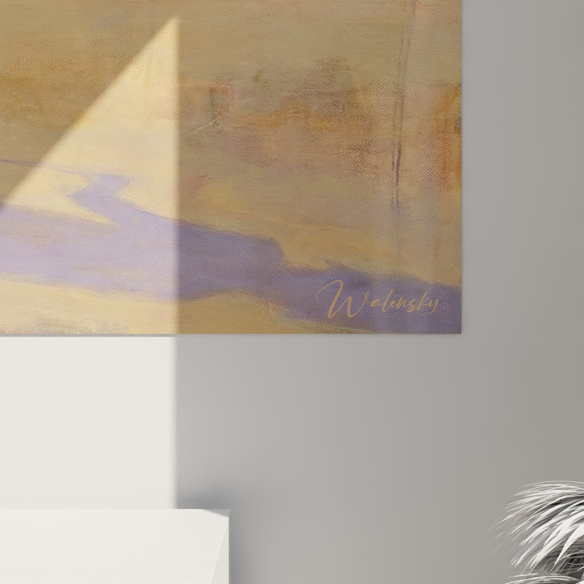 Overview of the jump rope wall art in a contemporary interior with natural lighting