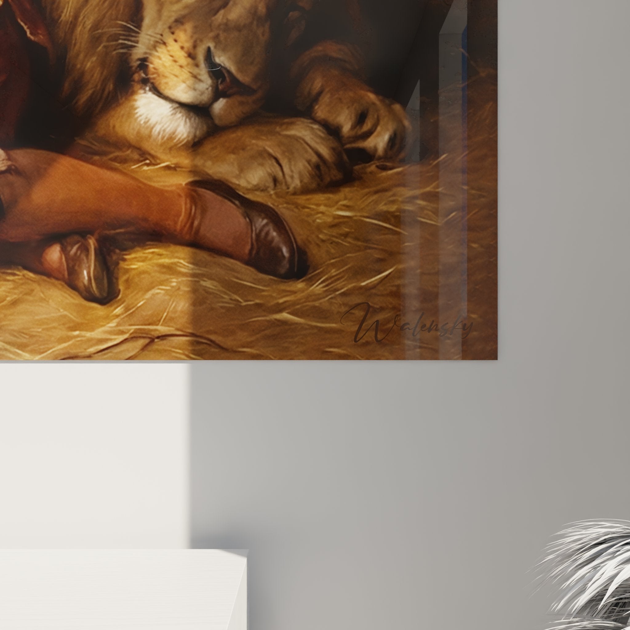 Vue d'ensemble toile murale cirque dresseur lions accessoires spectacle vintage