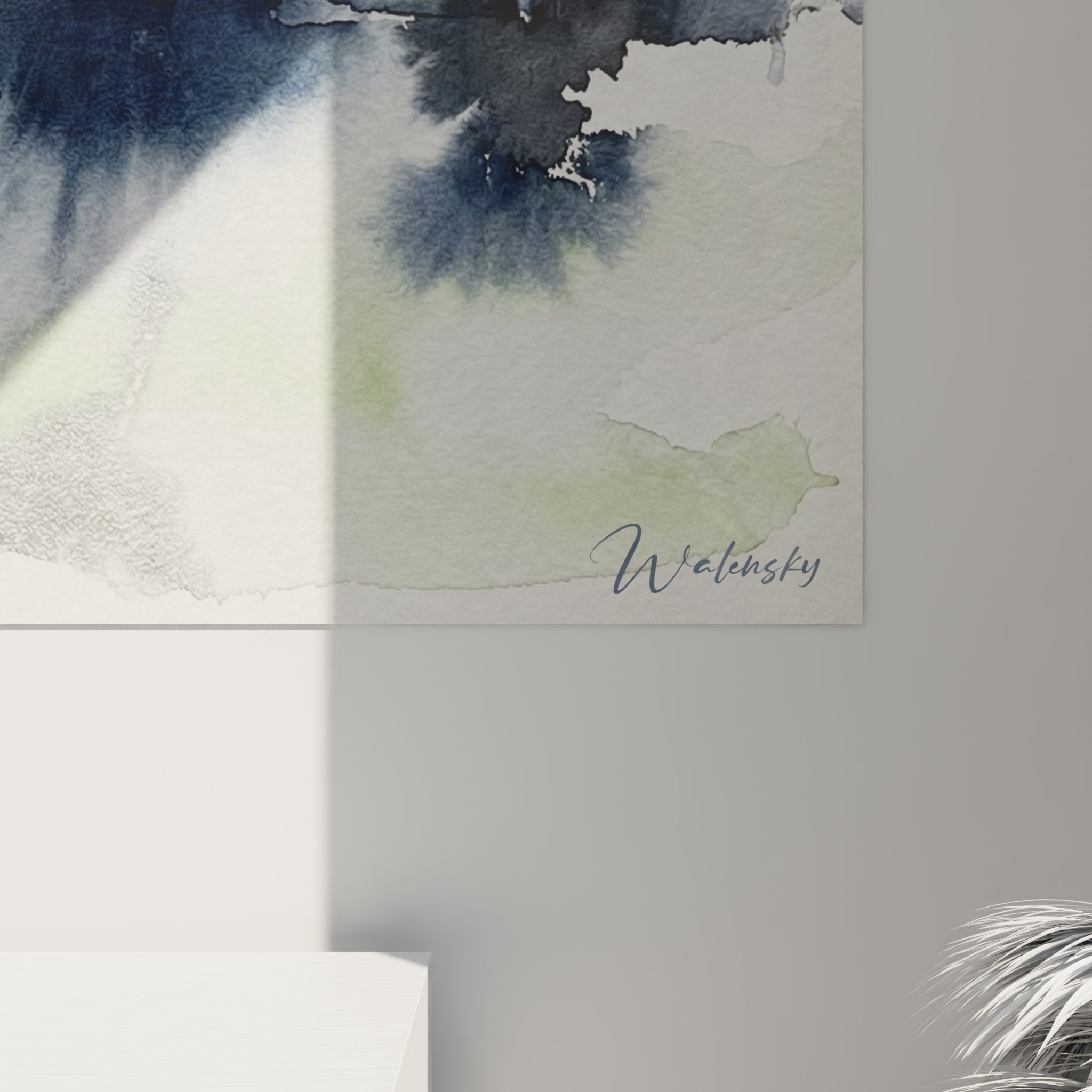 Vue d'ensemble tableau football aquarelle accroche au mur, art sportif decoration interieure