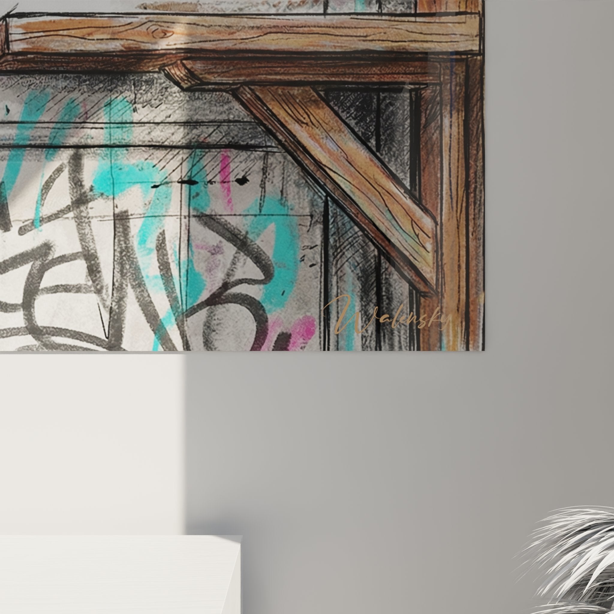 Vue d'ensemble tableau mural chat Bengal, intégration décoration intérieure moderne