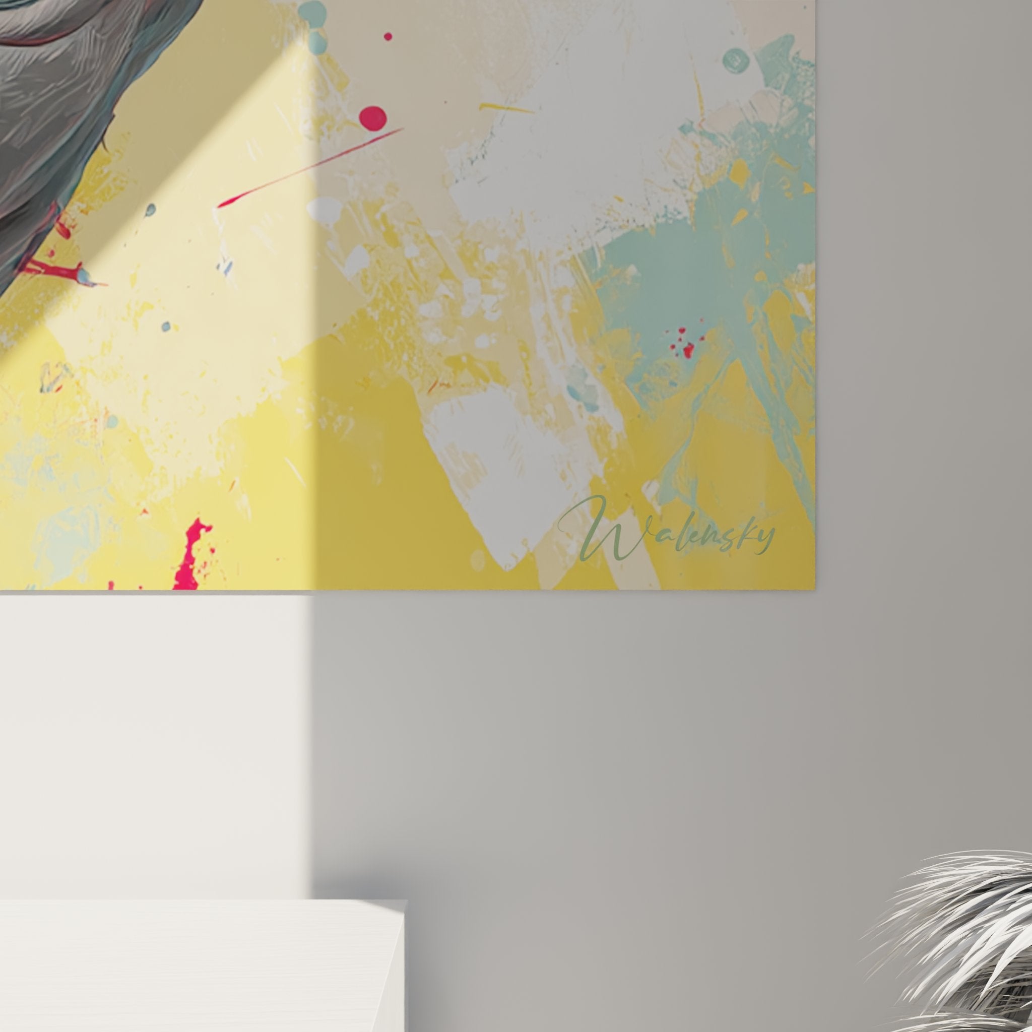 Vista generale quadro murale gatto Sphynx pop art colori brillanti arredamento interno moderno