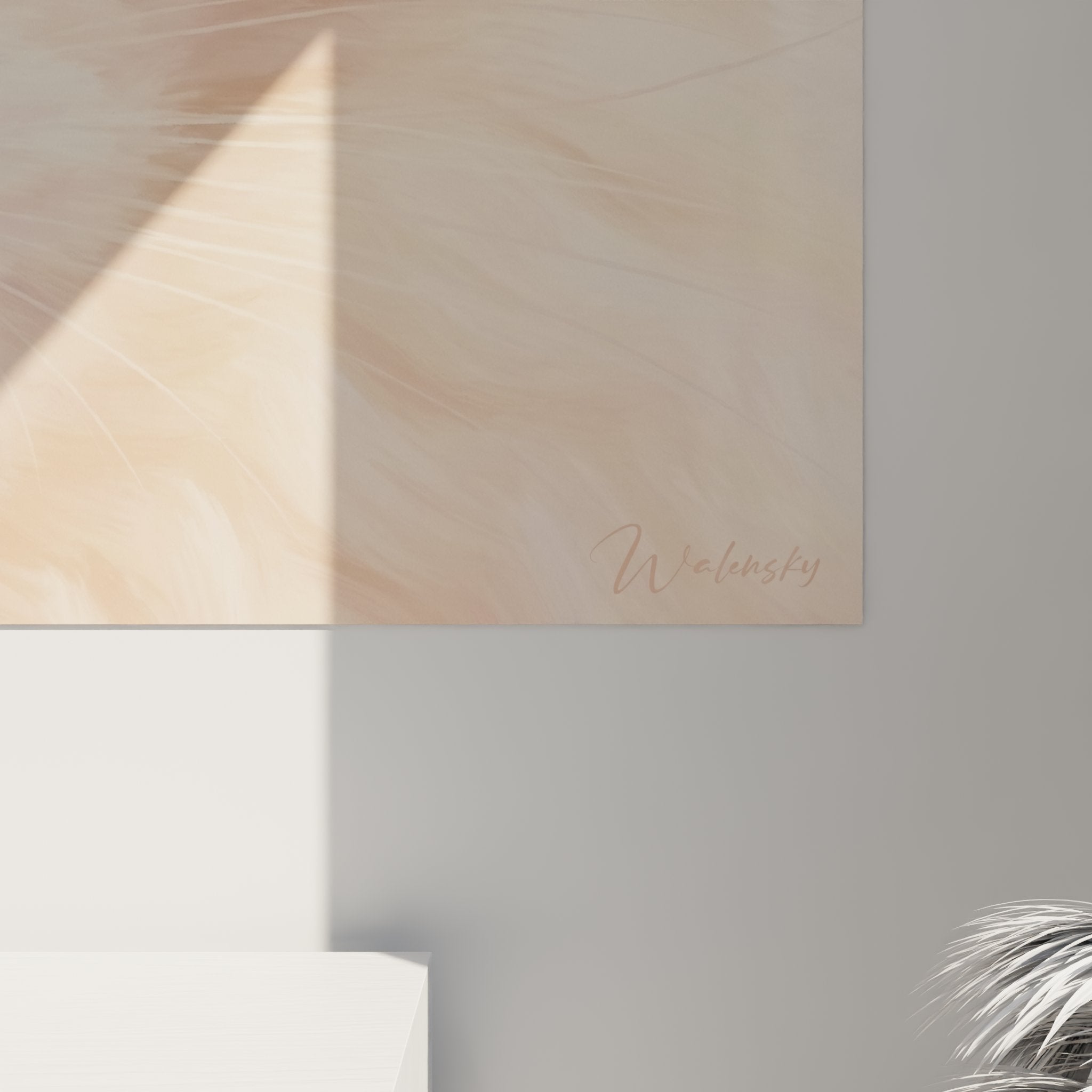 Panoramica del quadro gattino Ragdoll nei toni rosa e crema, arte murale felina per la decorazione