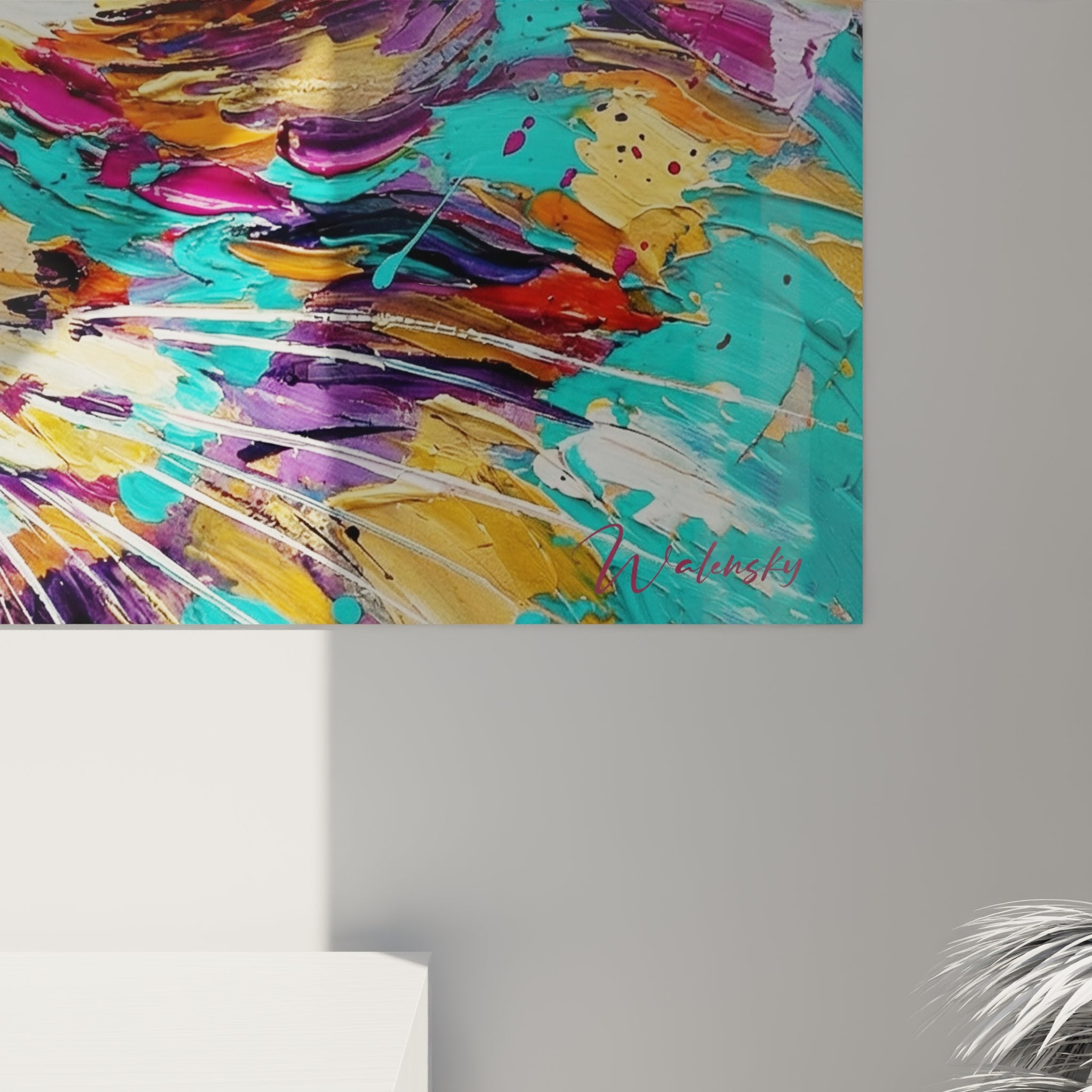 Gesamtansicht Birma-Katze Gemälde farbig Inneneinrichtung moderne Wandkunst