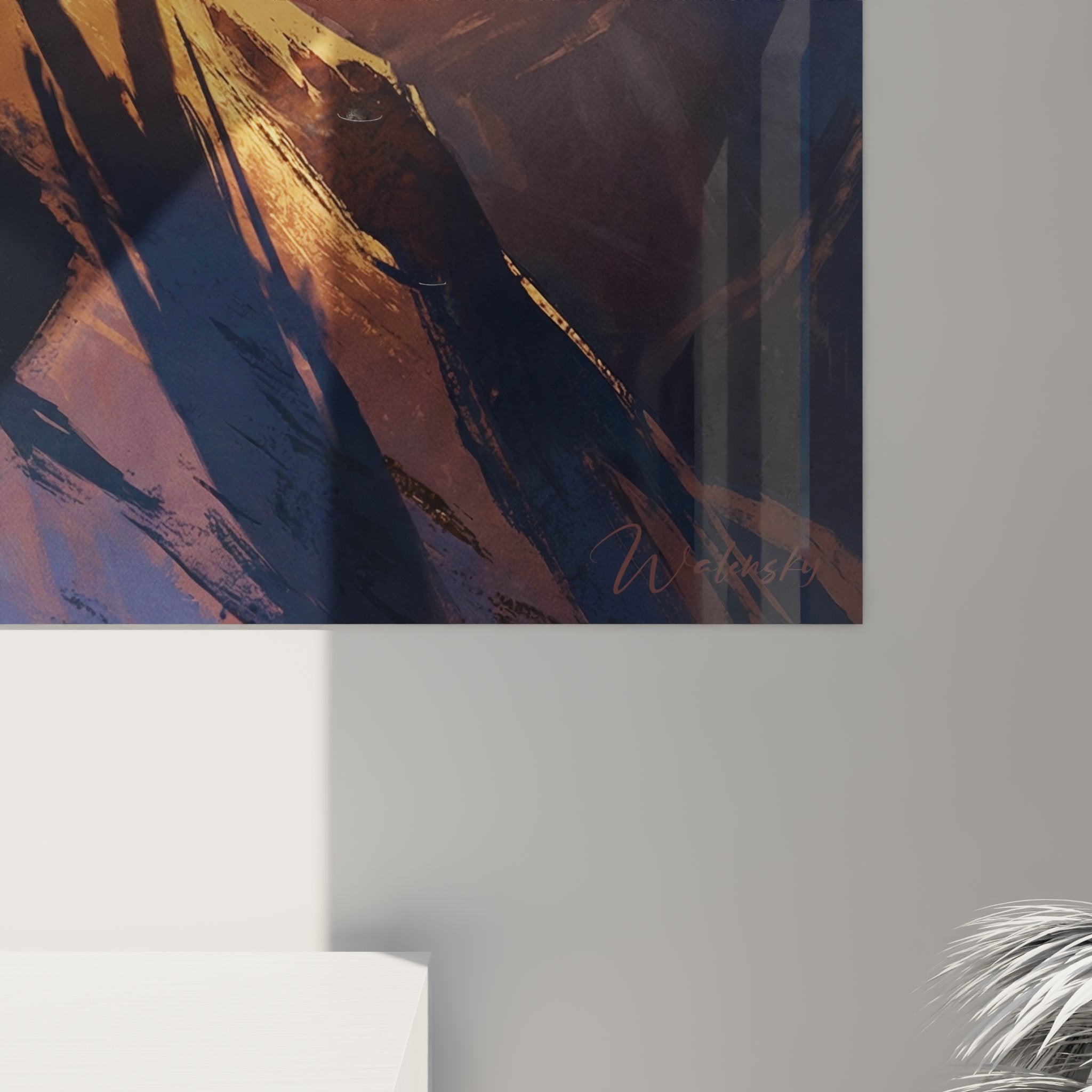 Vista d'insieme quadro murale alpinista vetta Alpi panorama montagna tramonto decorazione interni