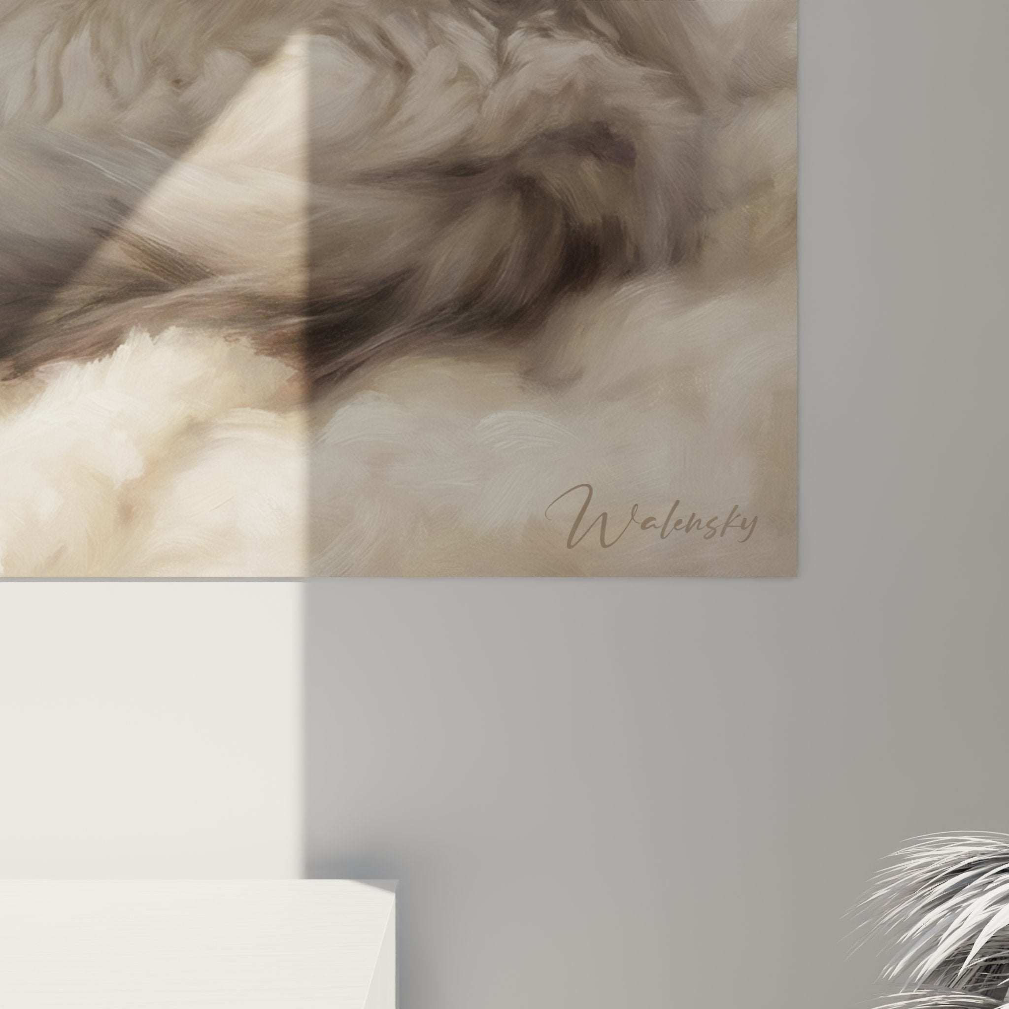 Panoramica quadro murale gatti Ragdoll abbracciati in salotto moderno stile decorativo minimalista