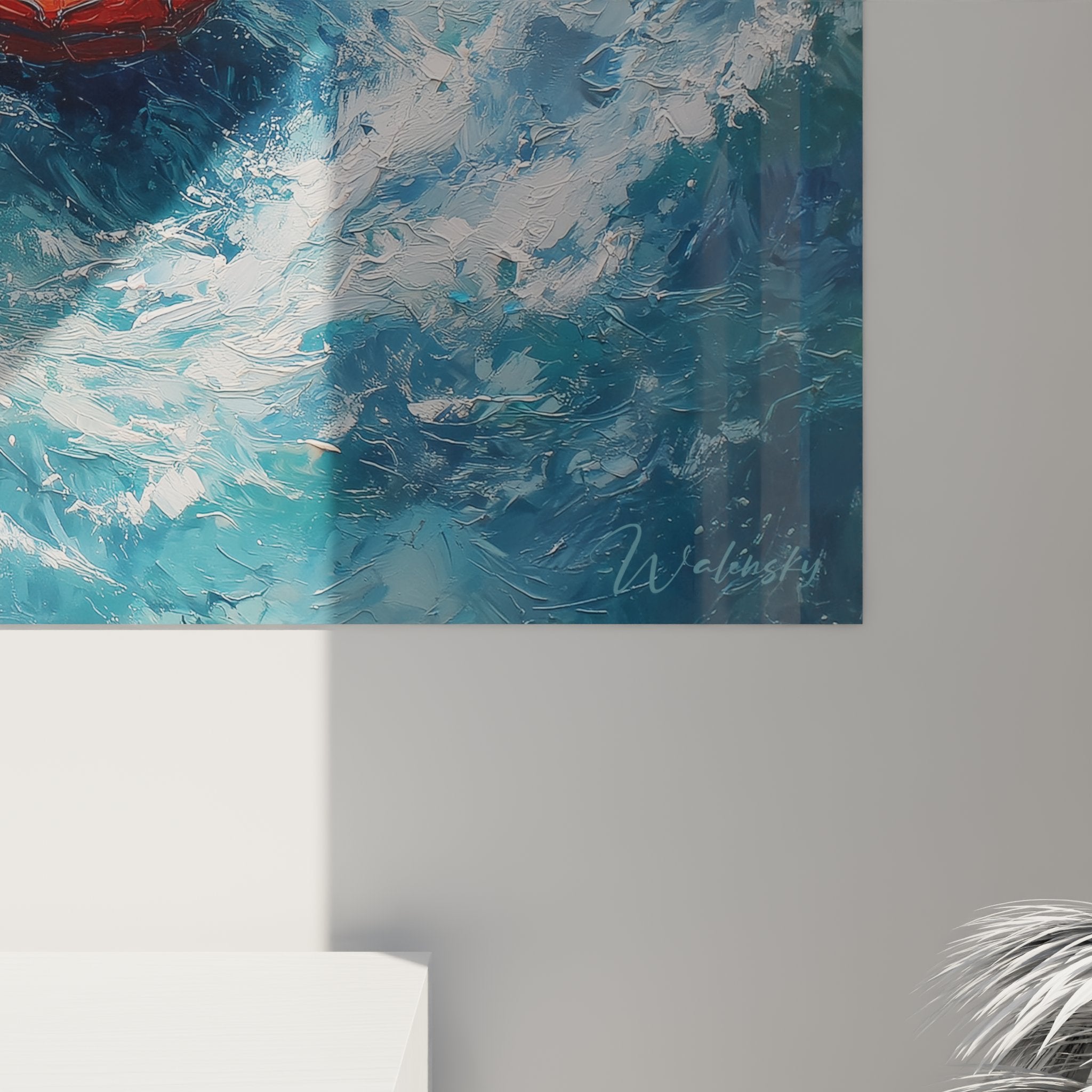 Full view whitewater rafting wall art painting - interior decoration mural artwork adventure
