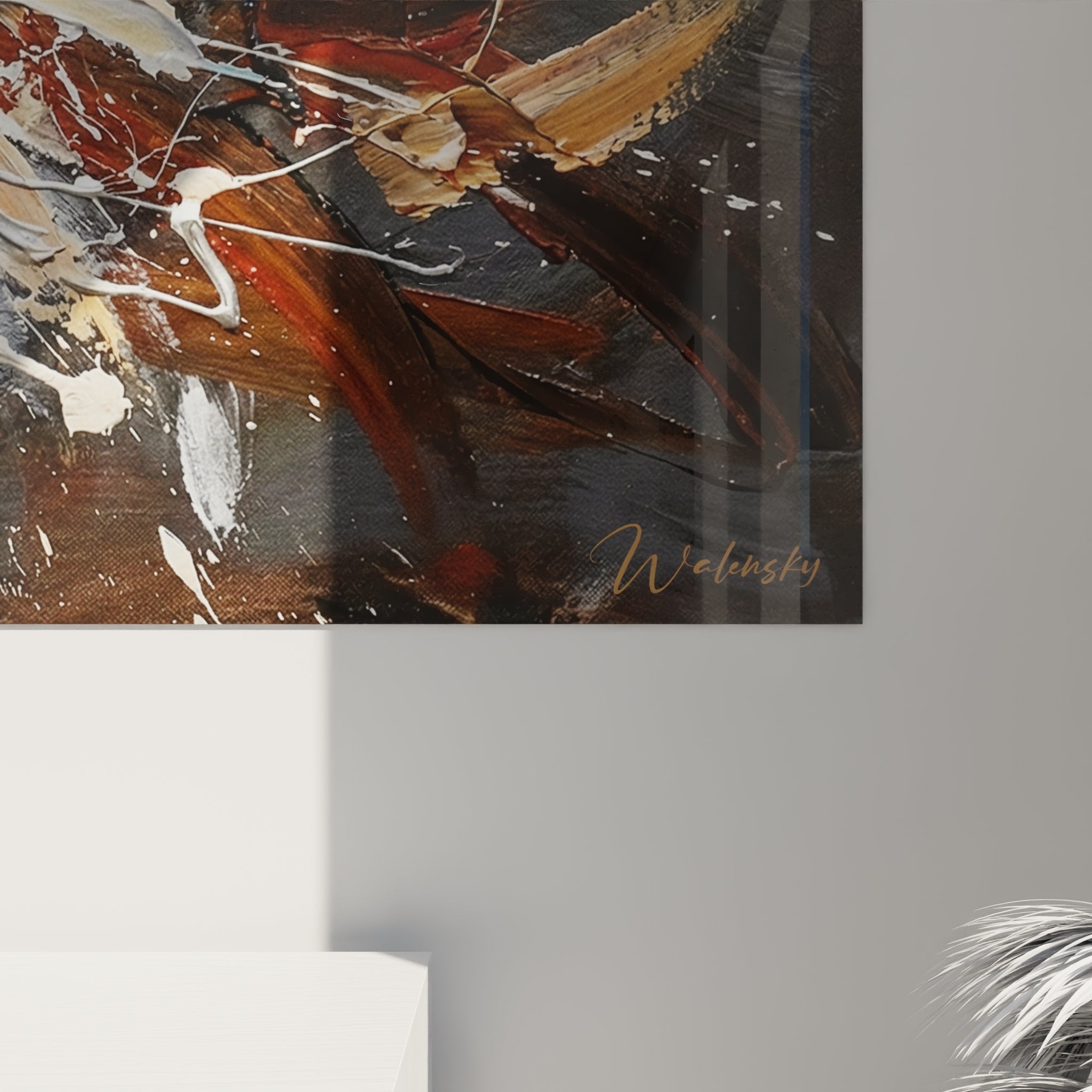 Vue ensemble tableau explosion baseball sur mur blanc, art mural sport americain decoration interieure moderne