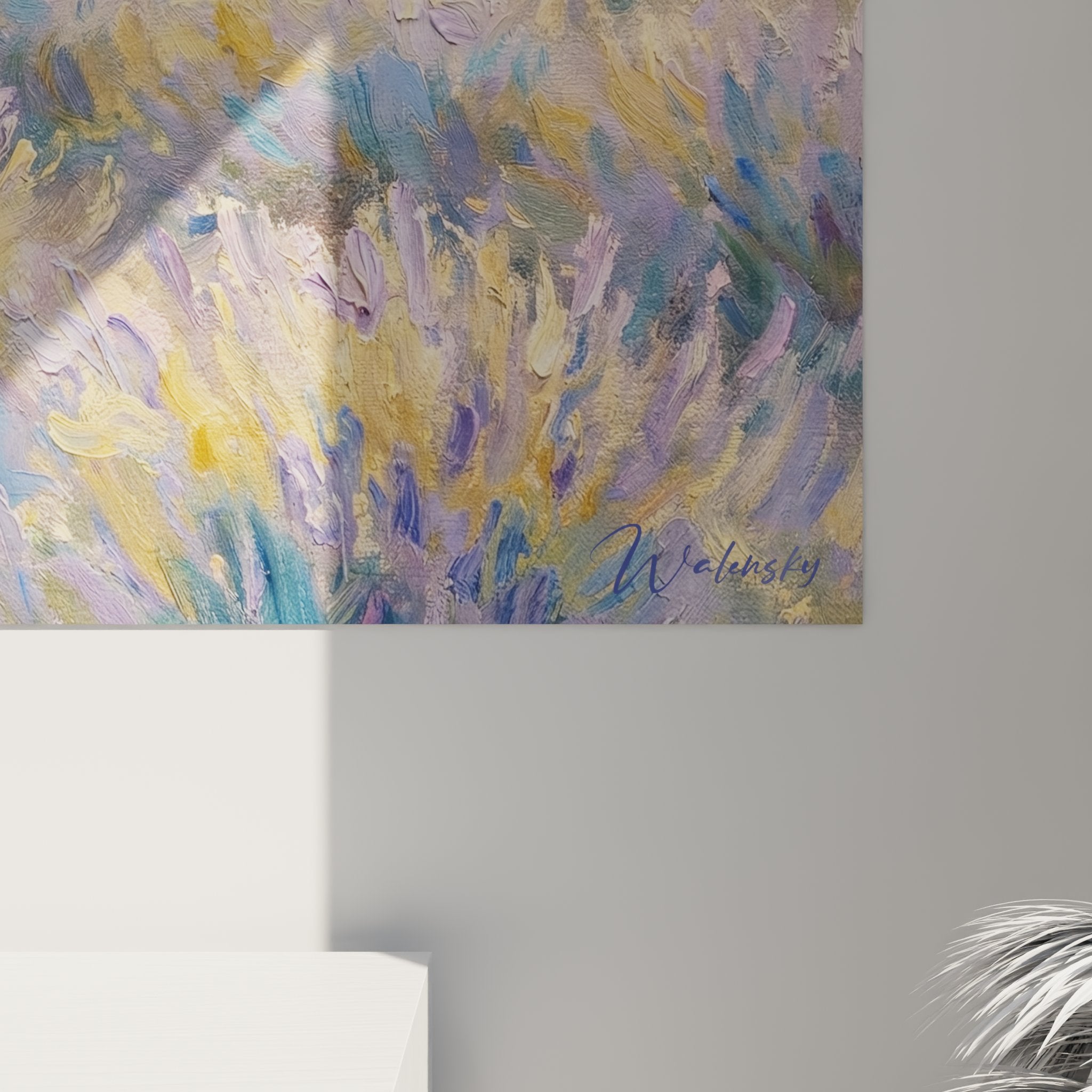 Full view of mountain bike wall art Provence, wall decoration lavender fields and Provençal manor house