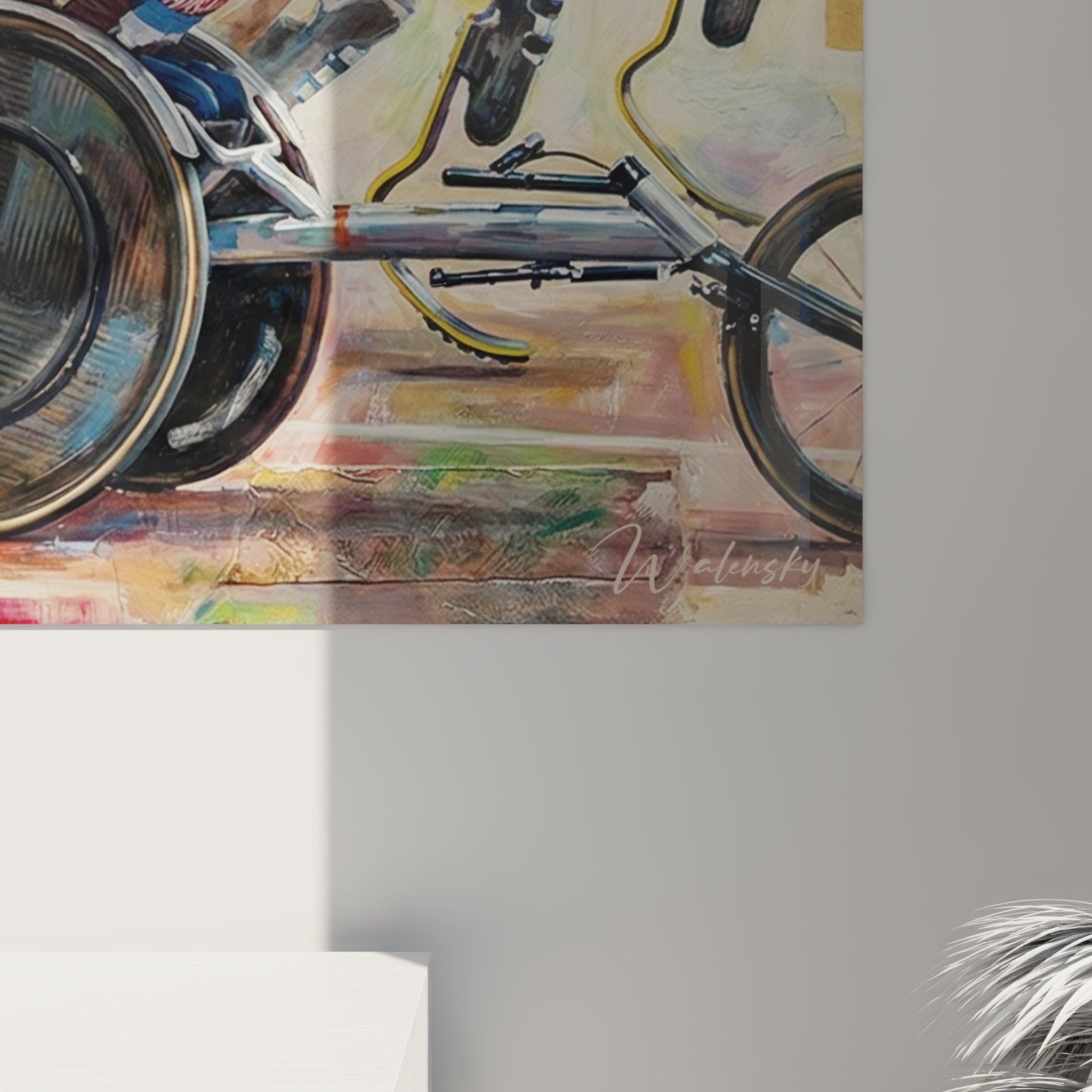 Vista d'insieme quadro Evolution in Motion decorazione murale paralimpico progressione temporale sport adattato sport per disabili