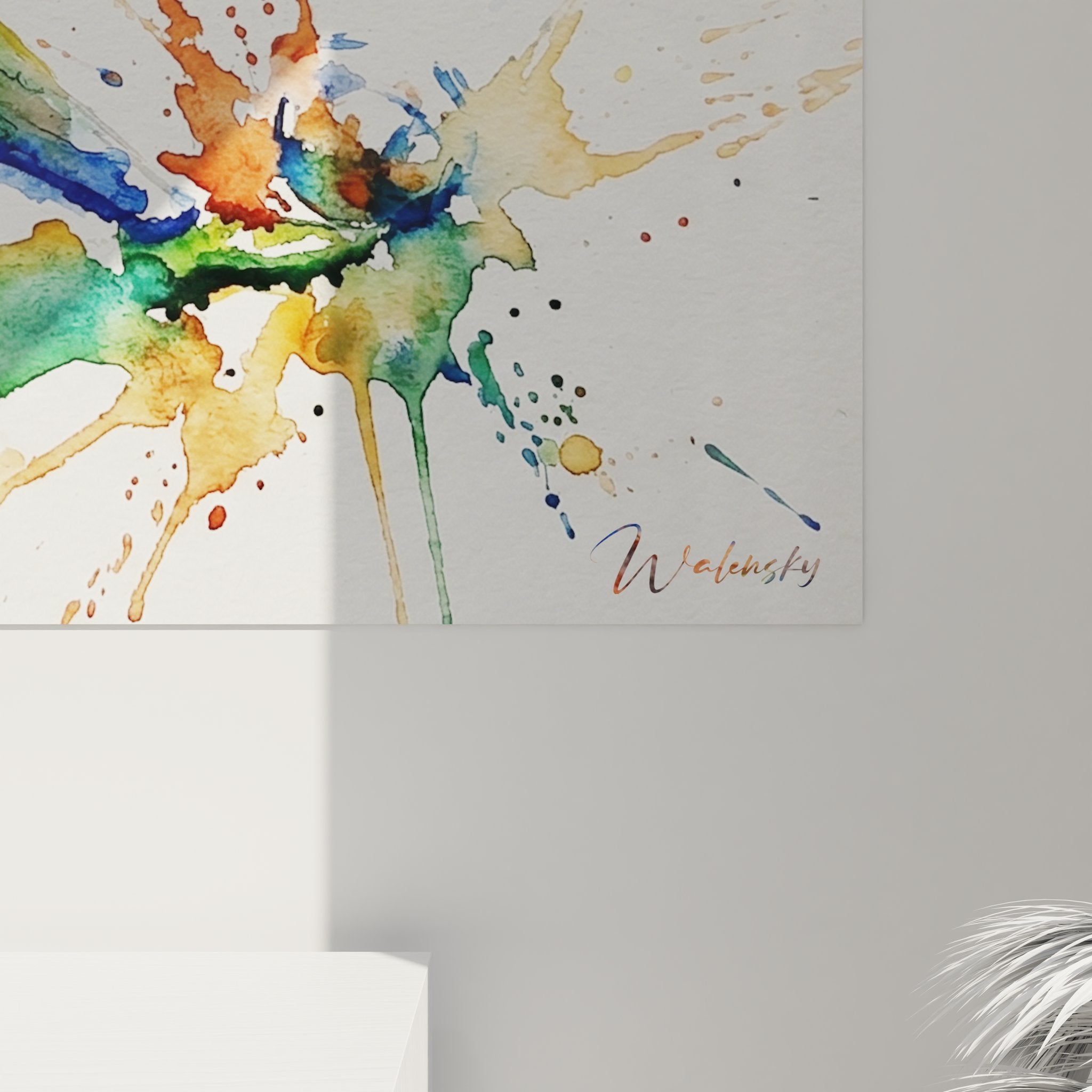 Vue ensemble tableau football aquarelle accroche murale art sportif contemporain decoration