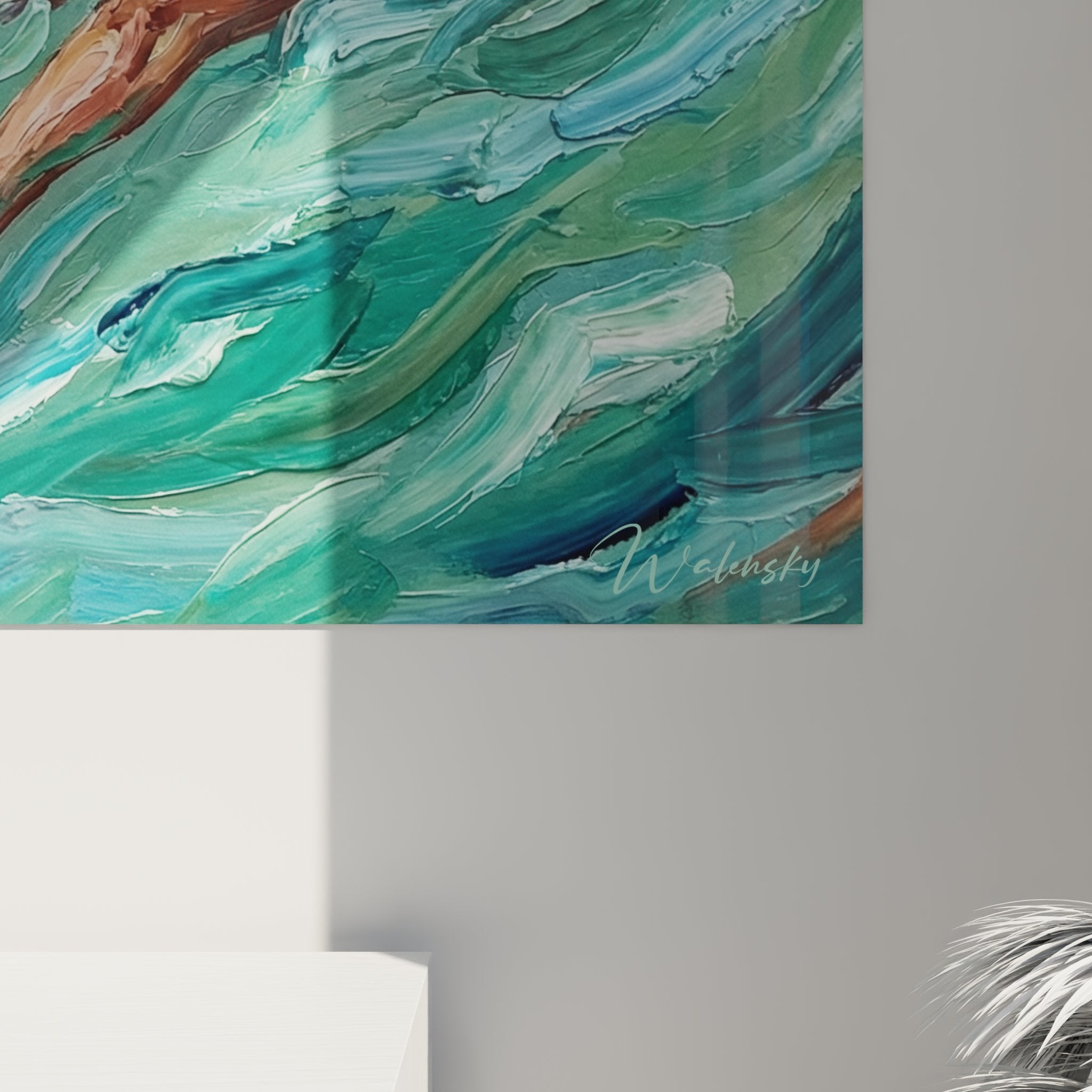 Vue ensemble tableau nageuse flottant decoration interieur moderne art mural theme natation aquatique