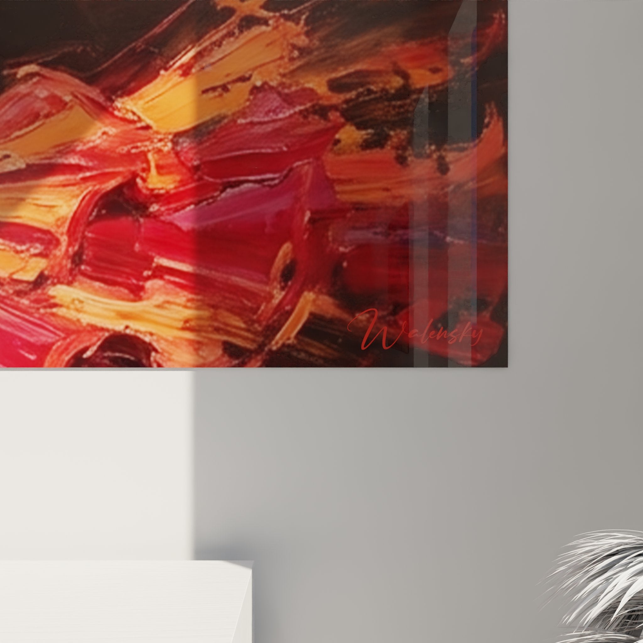 Vista d'insieme quadro ballerina flamenco decorazione salotto moderno art wall rosso