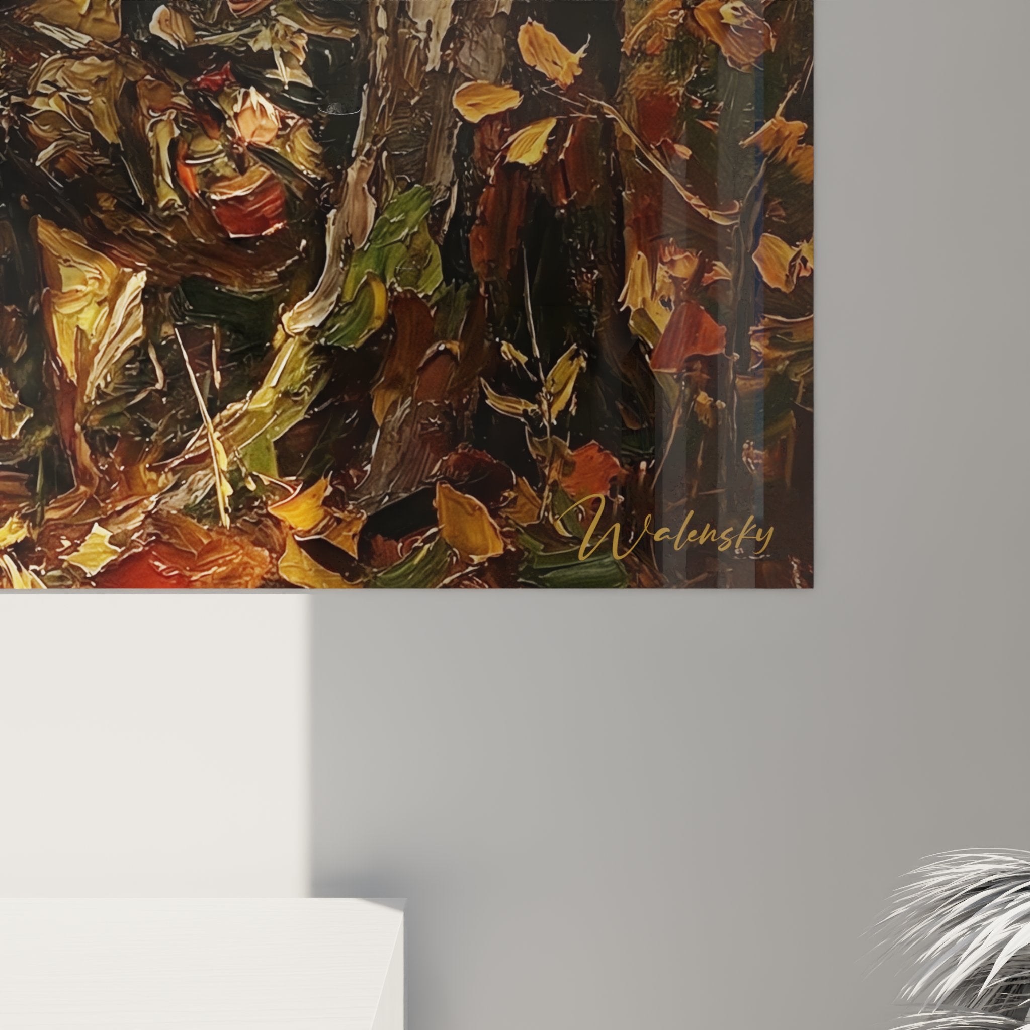 Vista d'insieme quadro murale arciere autunno, formato panoramico per decorazione salotto o ufficio