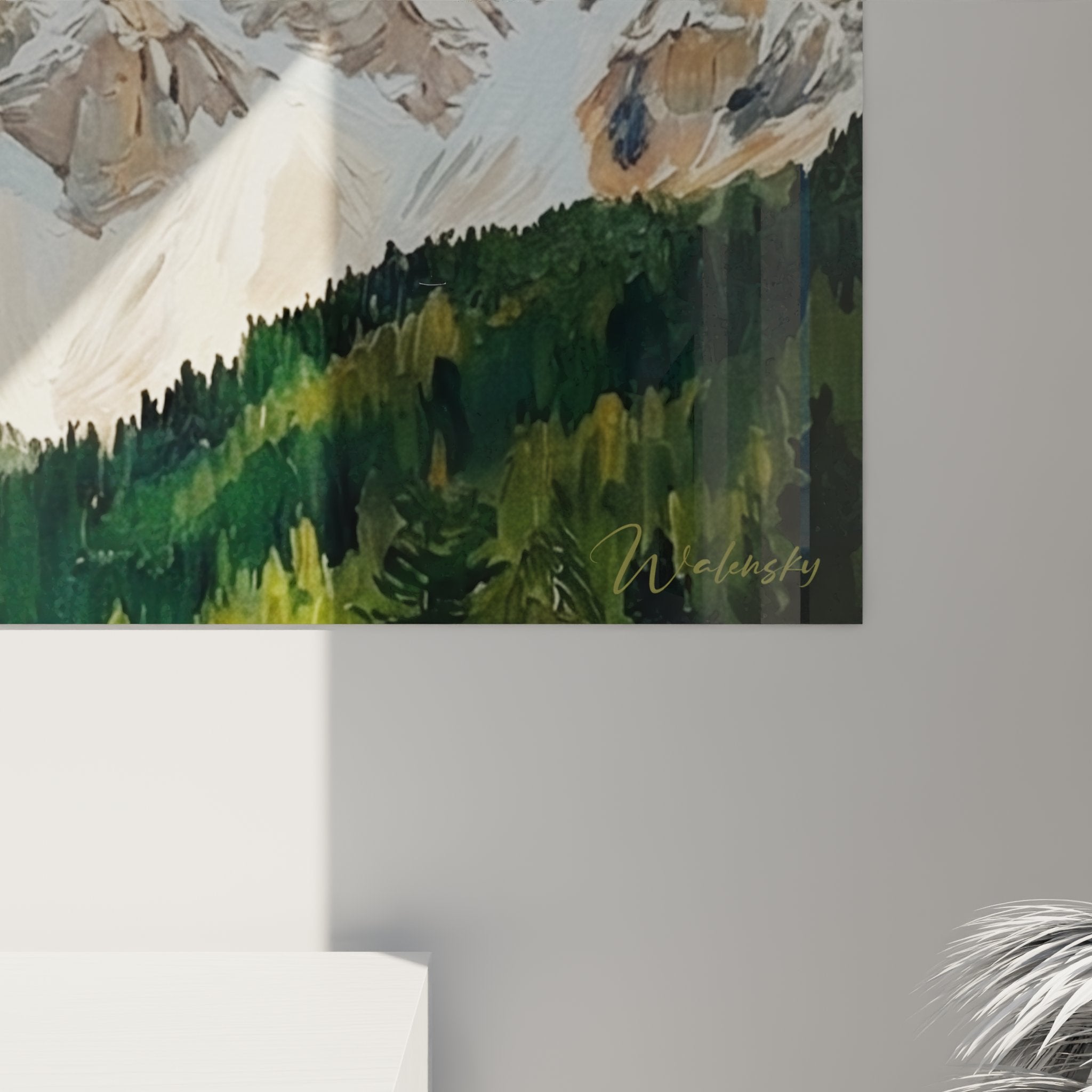 Overall view of Dolomites wall art - interior decoration integration mountain and nature style