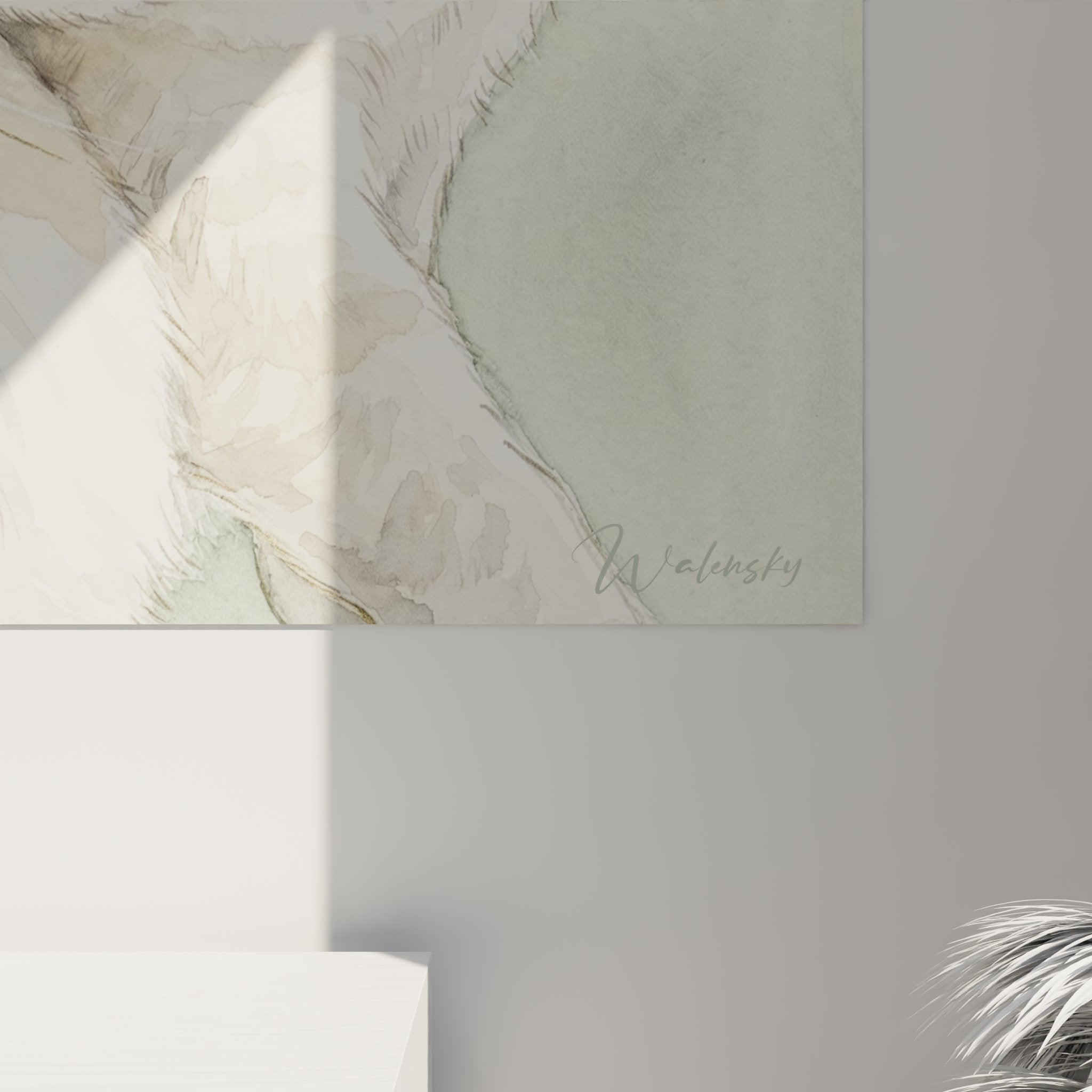 Panoramica del quadro gatto Manx in un interno contemporaneo, illustrazione del suo inserimento decorativo