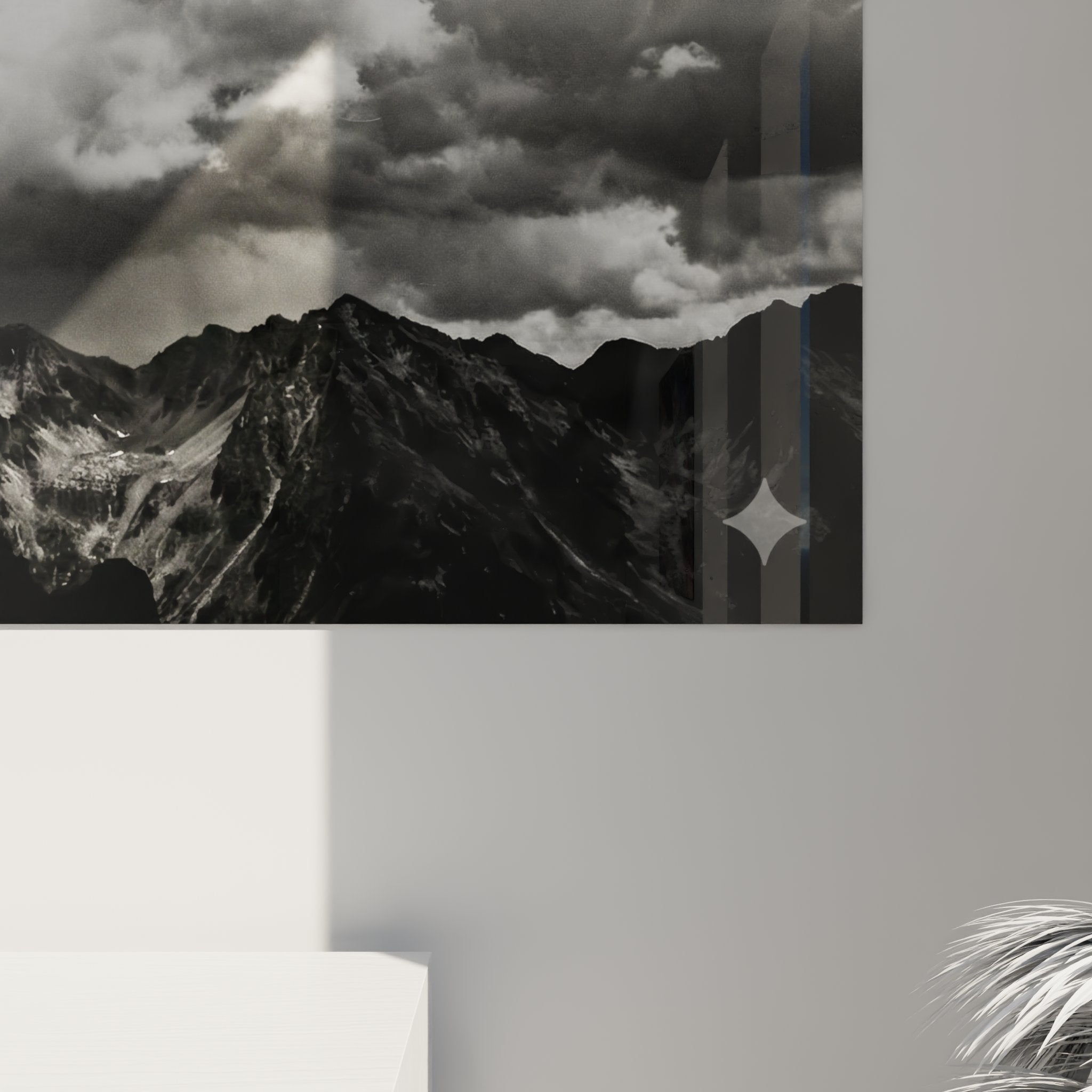 Vue ensemble tableau VTT montagne noir blanc accroche murale decoration cyclisme