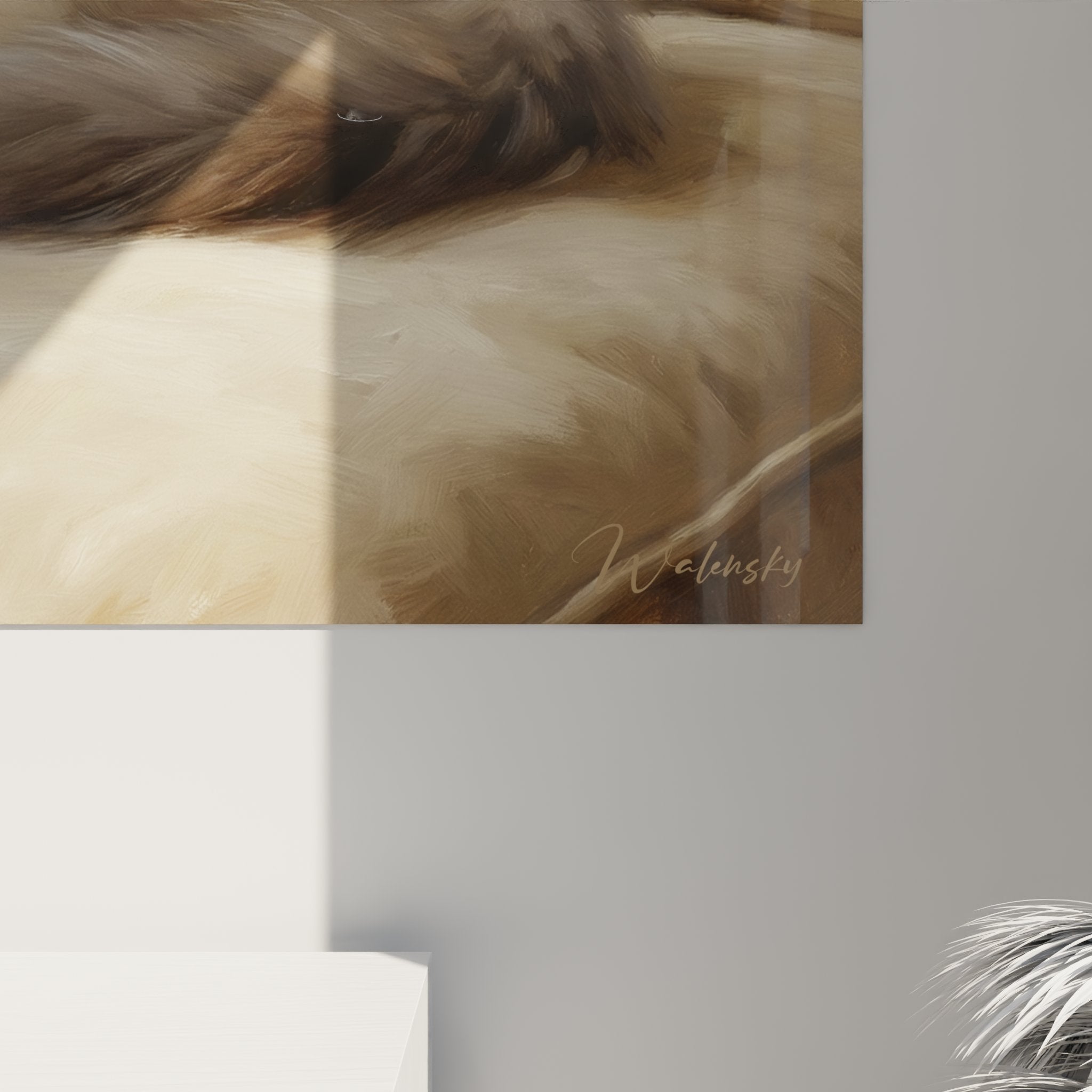 Vista d'insieme quadro murale gatto birmano, decorazione artistica per interno accogliente