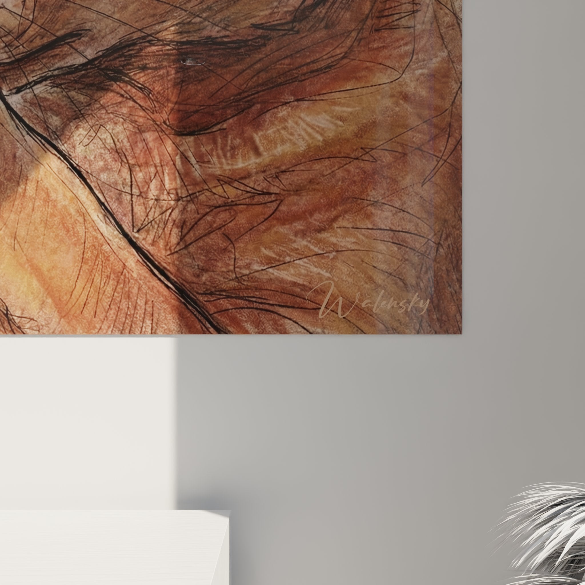 Vista completa quadro murale gatto Cornish Rex, arte contemporanea decorazione d'interni