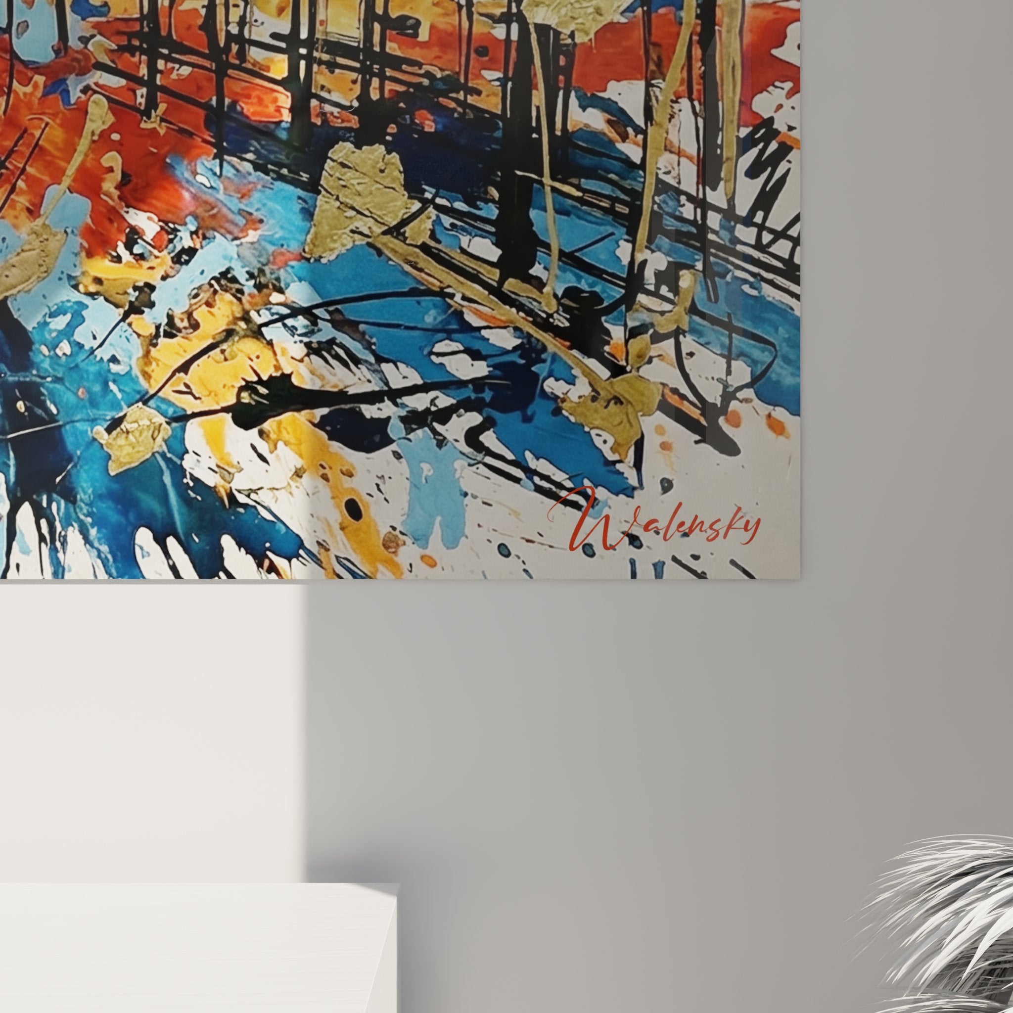 Vue d'ensemble tableau mural abstrait Côte d'Azur dans intérieur contemporain décoration moderne