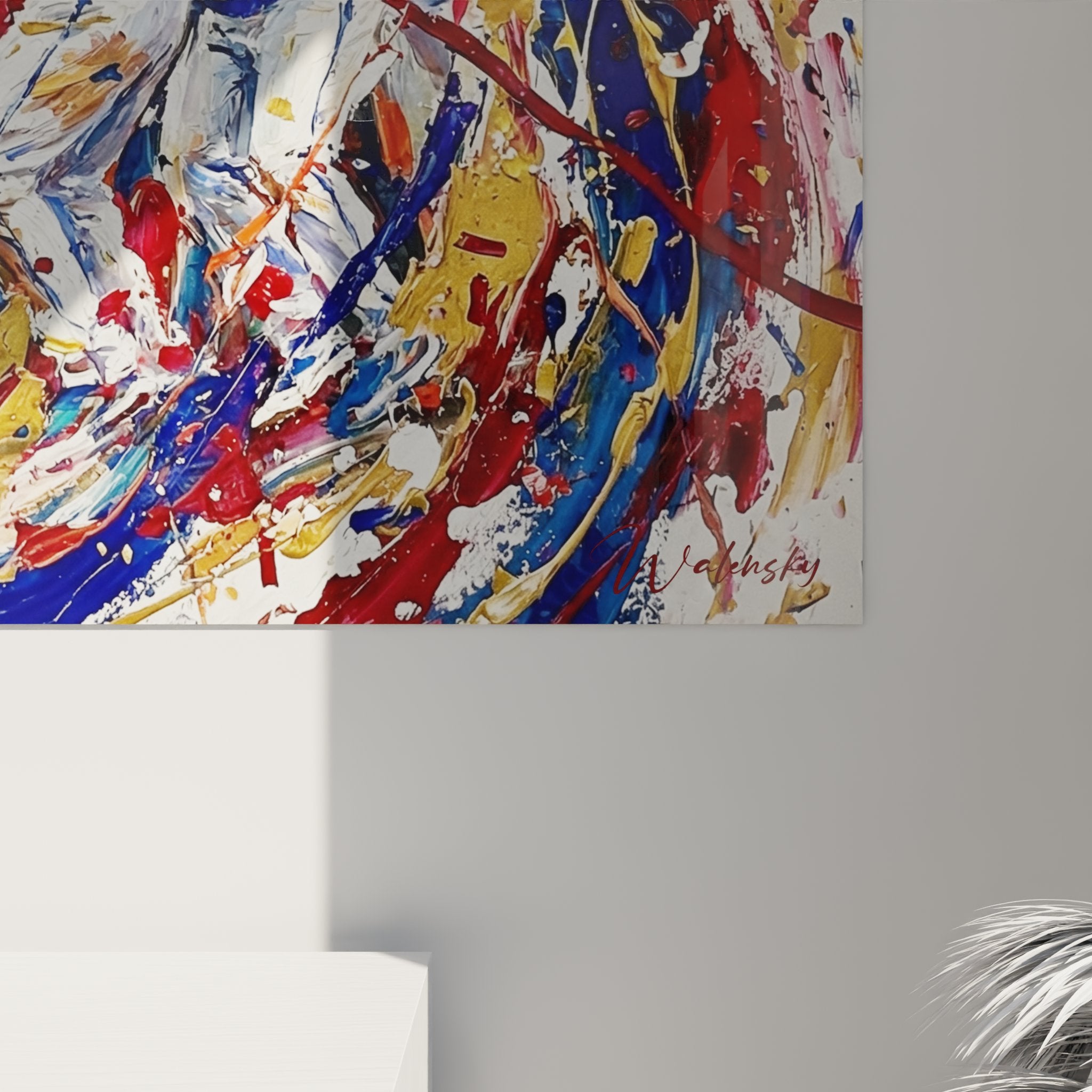 Vue d'ensemble du tableau célébration baseball dans un salon contemporain, décoration murale sportive