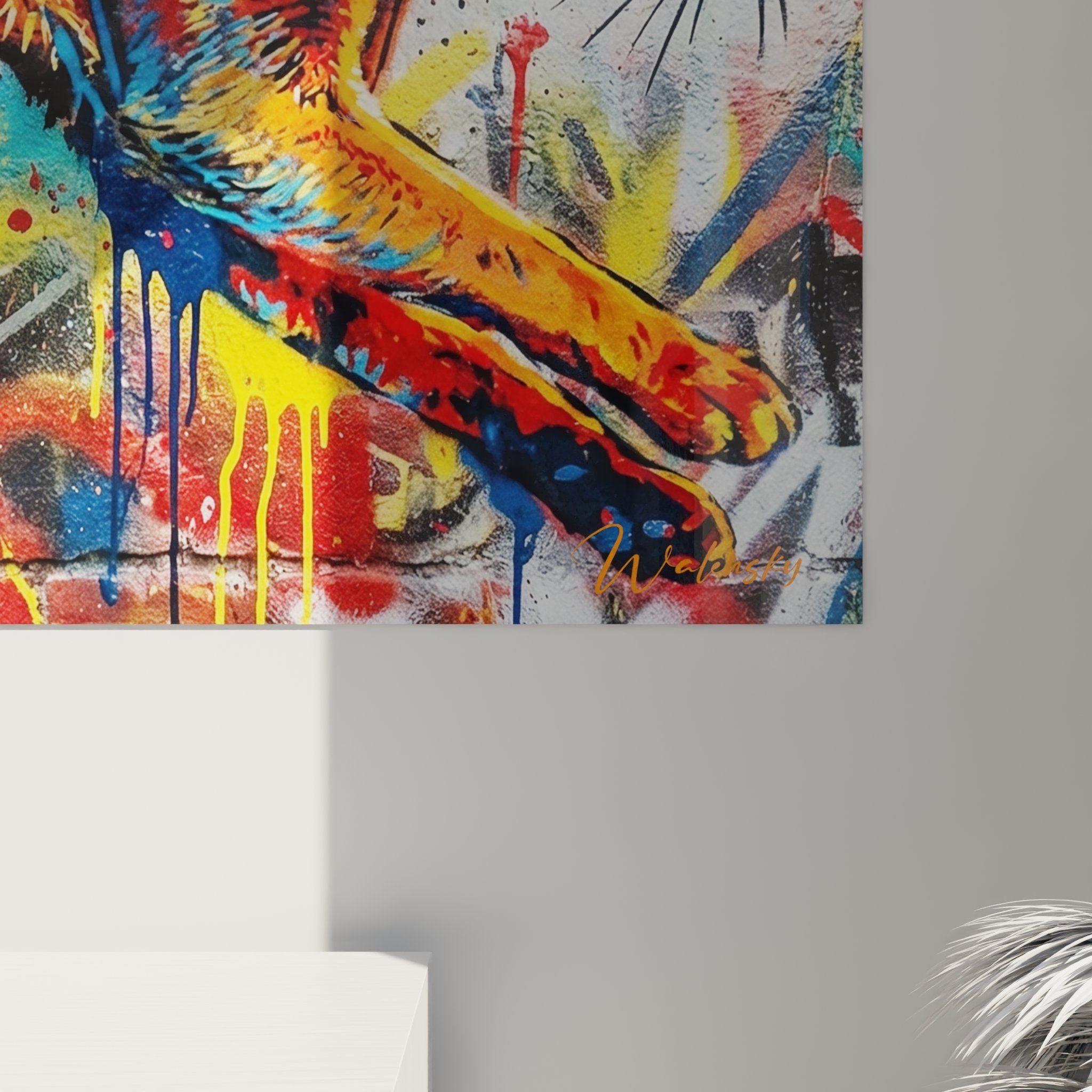 Overview urban artwork abyssinian cat graffiti vibrant colors modern interior decoration