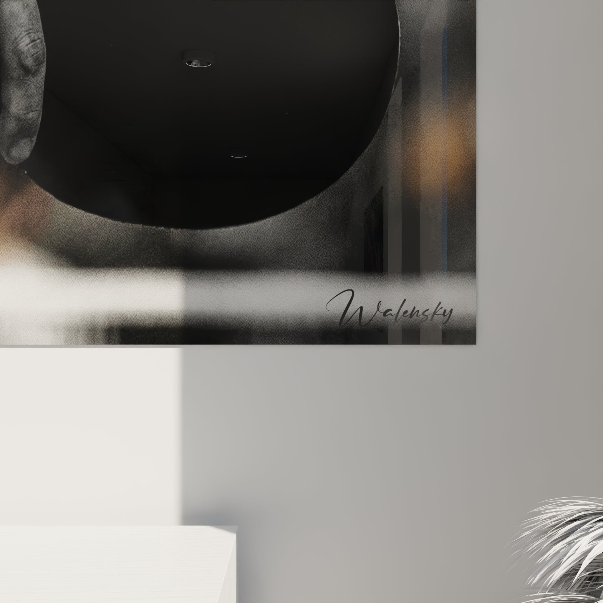 Vue ensemble tableau ping pong main raquette decoration murale sport art photographique noir blanc