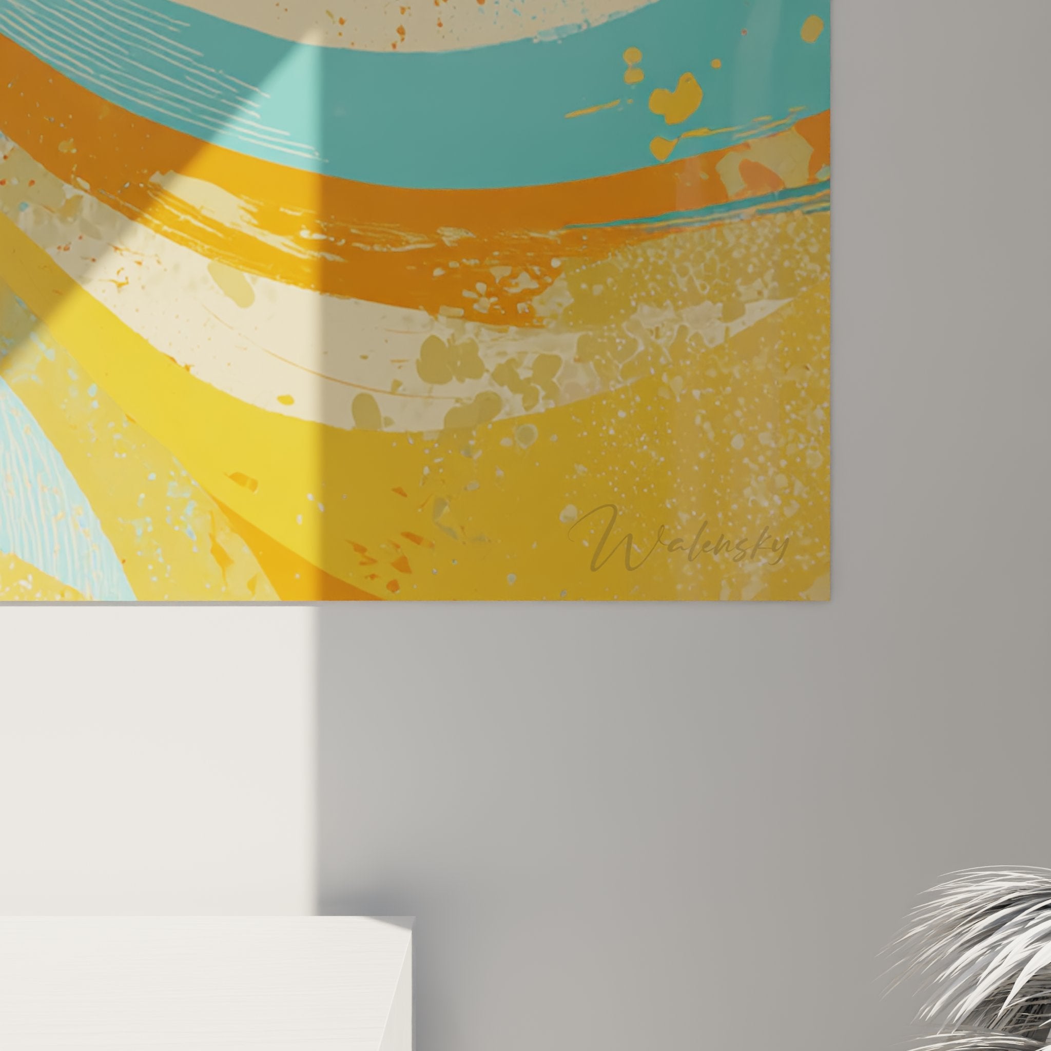 Vista d'insieme del quadro murale gatto Sphynx artistico in un interno contemporaneo