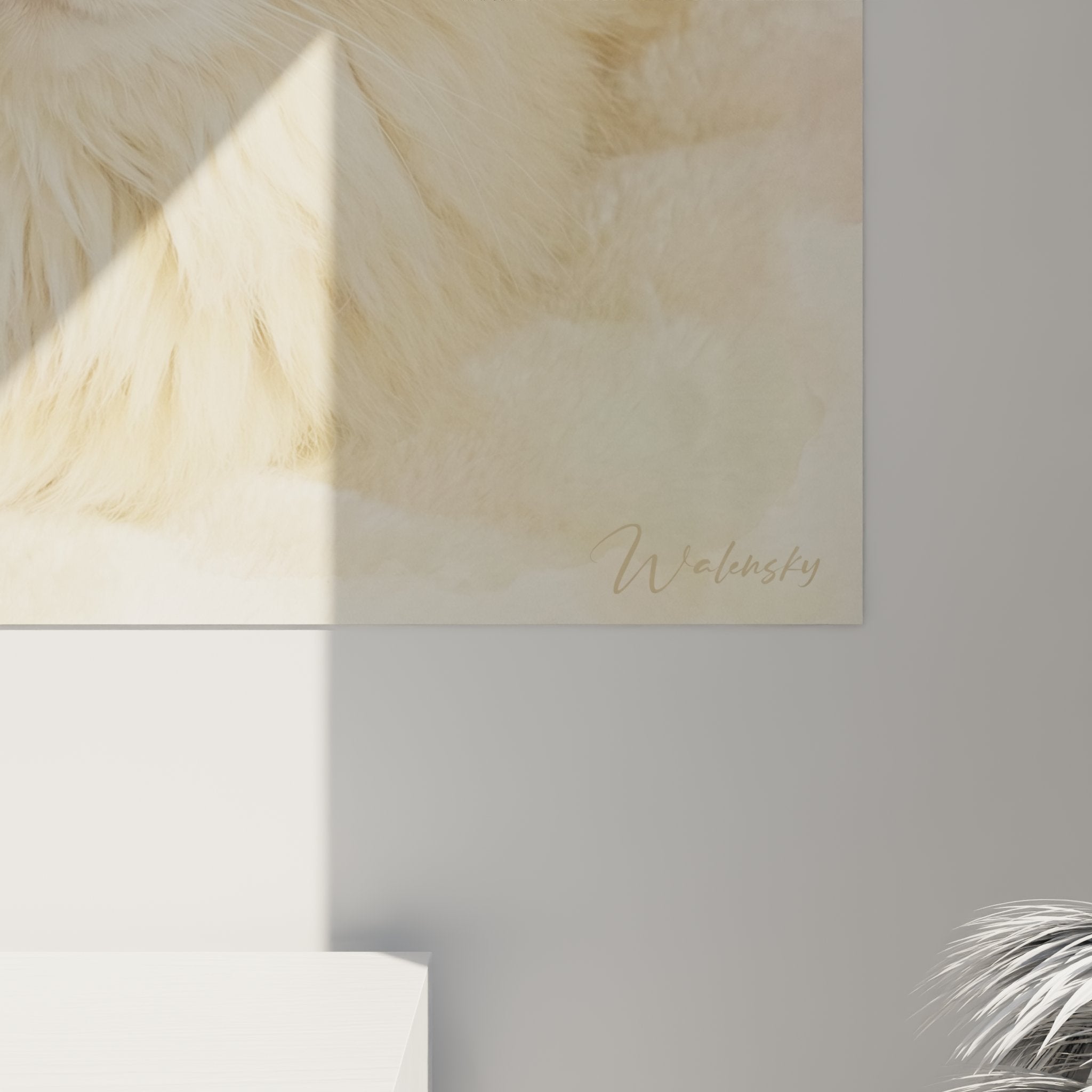 Vista generale quadro murale gatto Ragamuffin, decorazione d'interni stile contemporaneo elegante