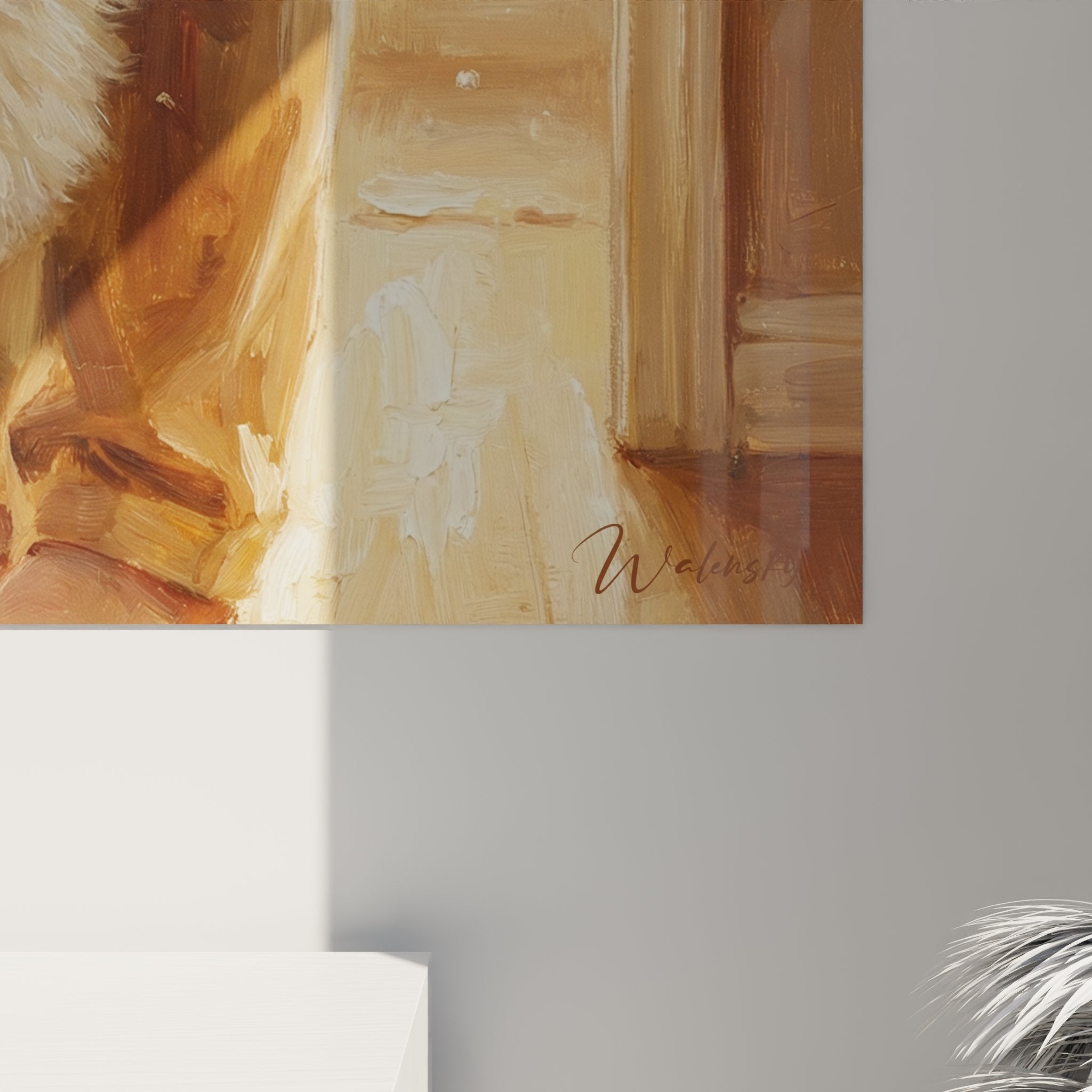 Vue d'ensemble tableau mural chat Balinais, œuvre d'art félin pour décoration intérieure moderne