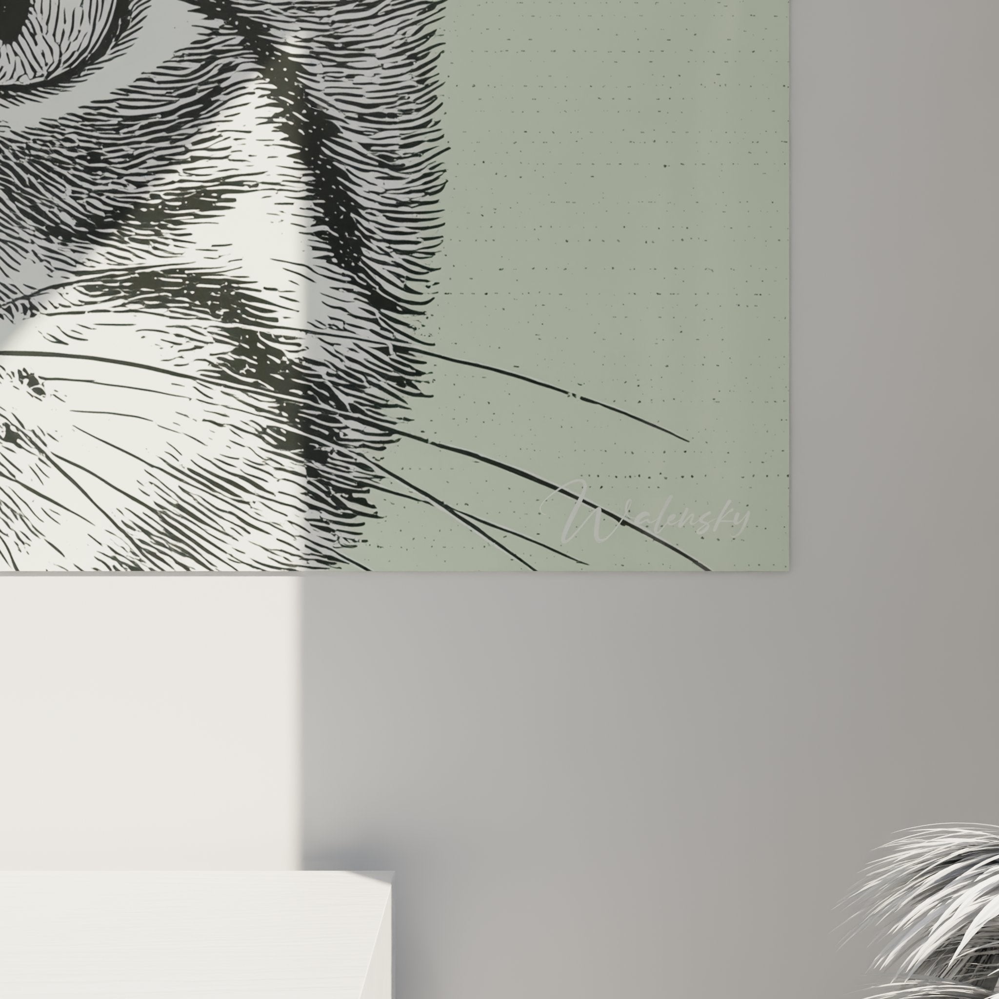 Vue ensemble tableau chat Sokoke portrait vintage decoration murale salon moderne