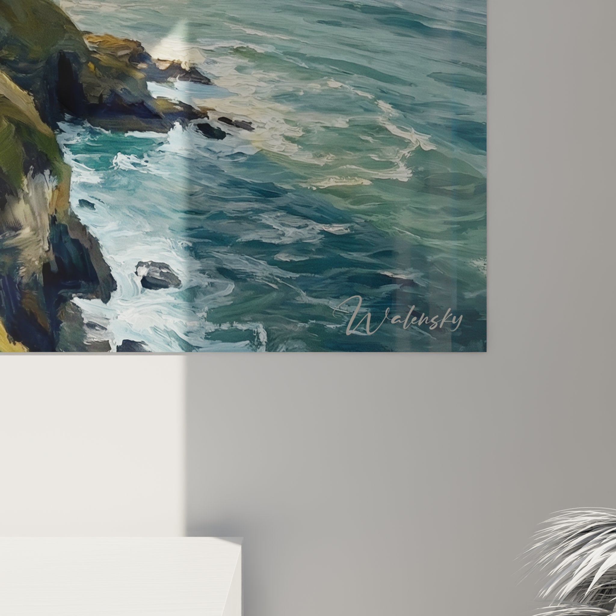 Vue d'ensemble tableau golf écossais côtier avec château médiéval, parcours et paysage marin spectaculaire