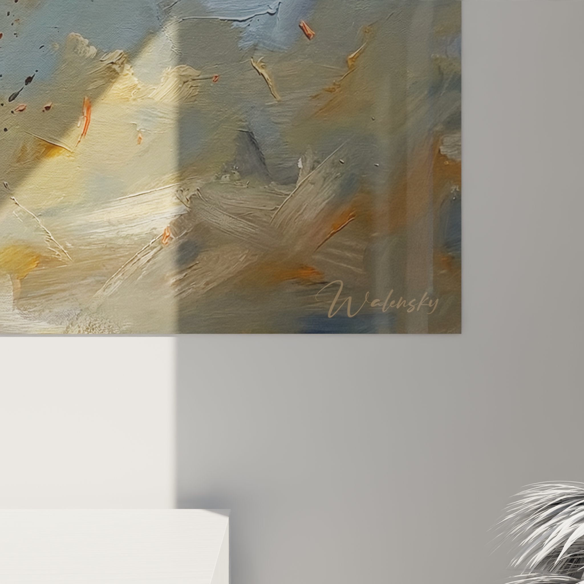 Vista d'insieme quadro murale tiro al piattello con cacciatore in azione ed effetti di movimento artistici