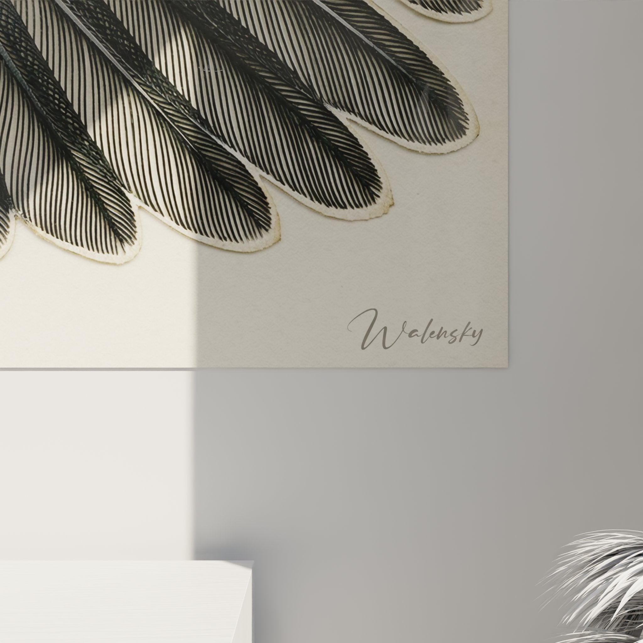 Vue ensemble tableau aile cigogne mur salon decoration nature art animalier style contemporain elegant