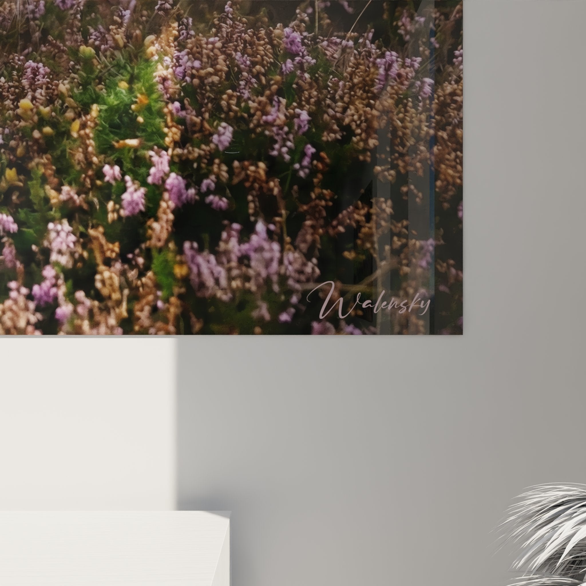 Vista completa del quadro gatto Manx che mostra l'integrazione perfetta in un arredamento contemporaneo