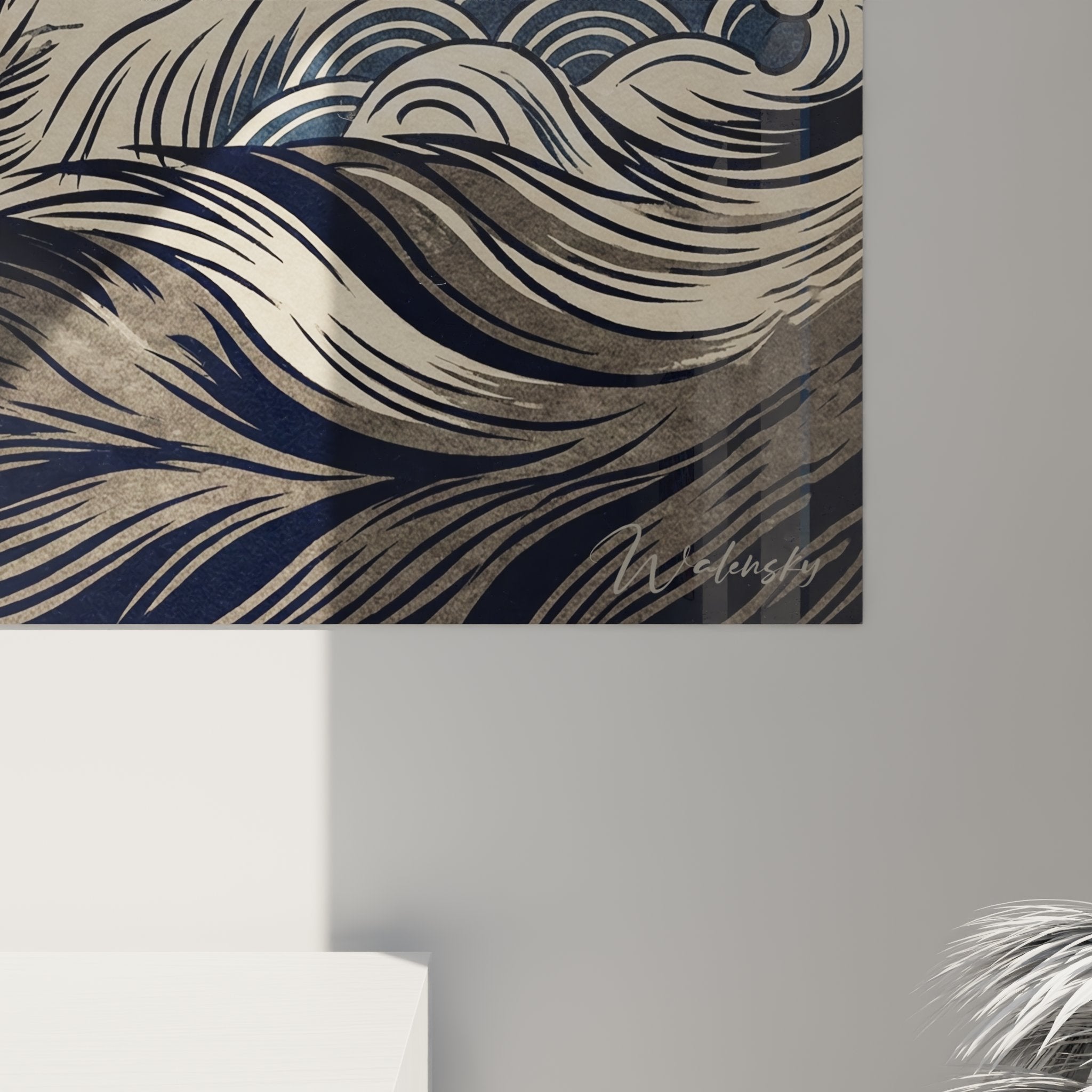 Vista d'insieme quadro murale gatto Ragdoll arte giapponese arredamento interno moderno occhi blu affascinanti