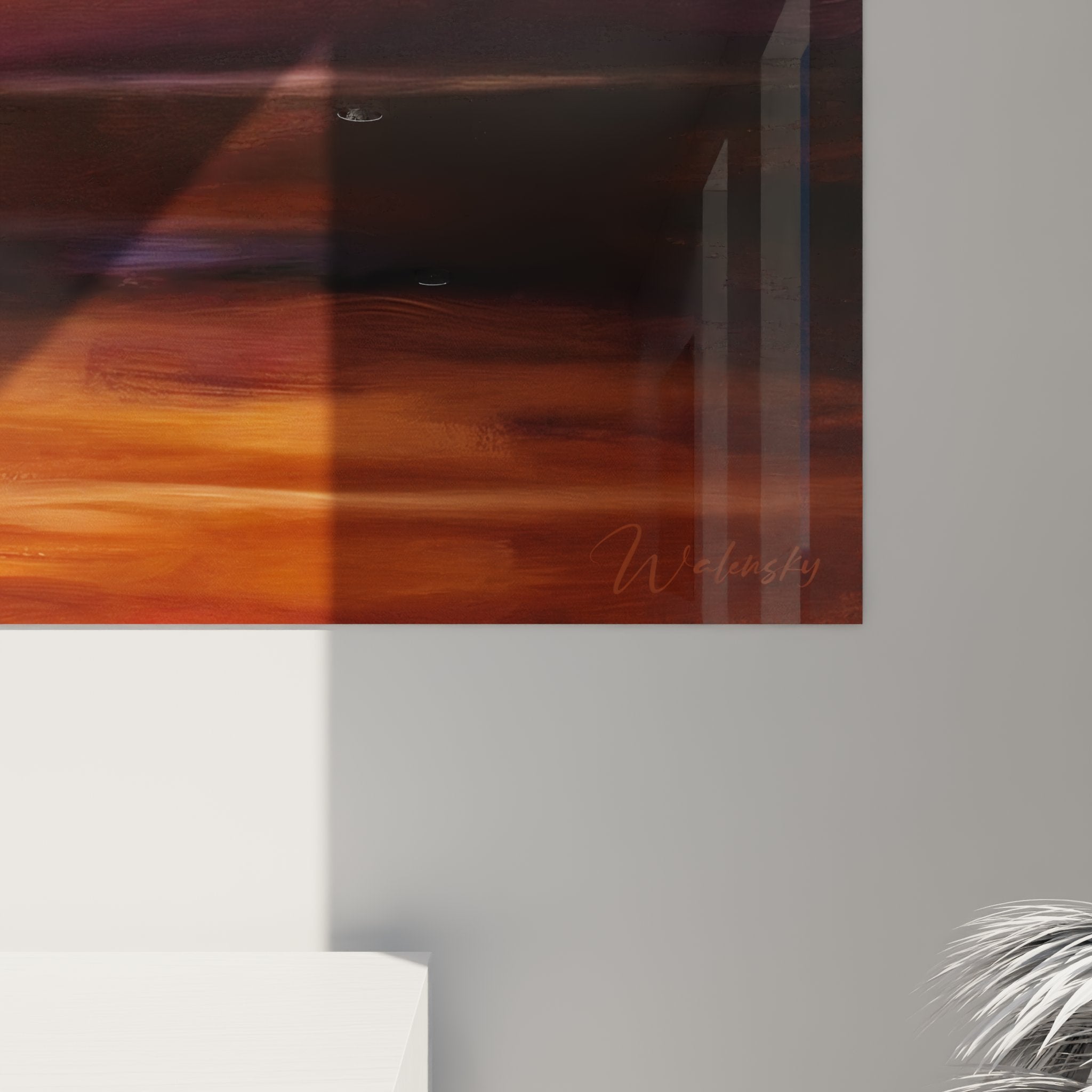 Gesamtansicht Tennisgemälde Wanddekoration Wohnzimmer Sportkunst Sonnenuntergang