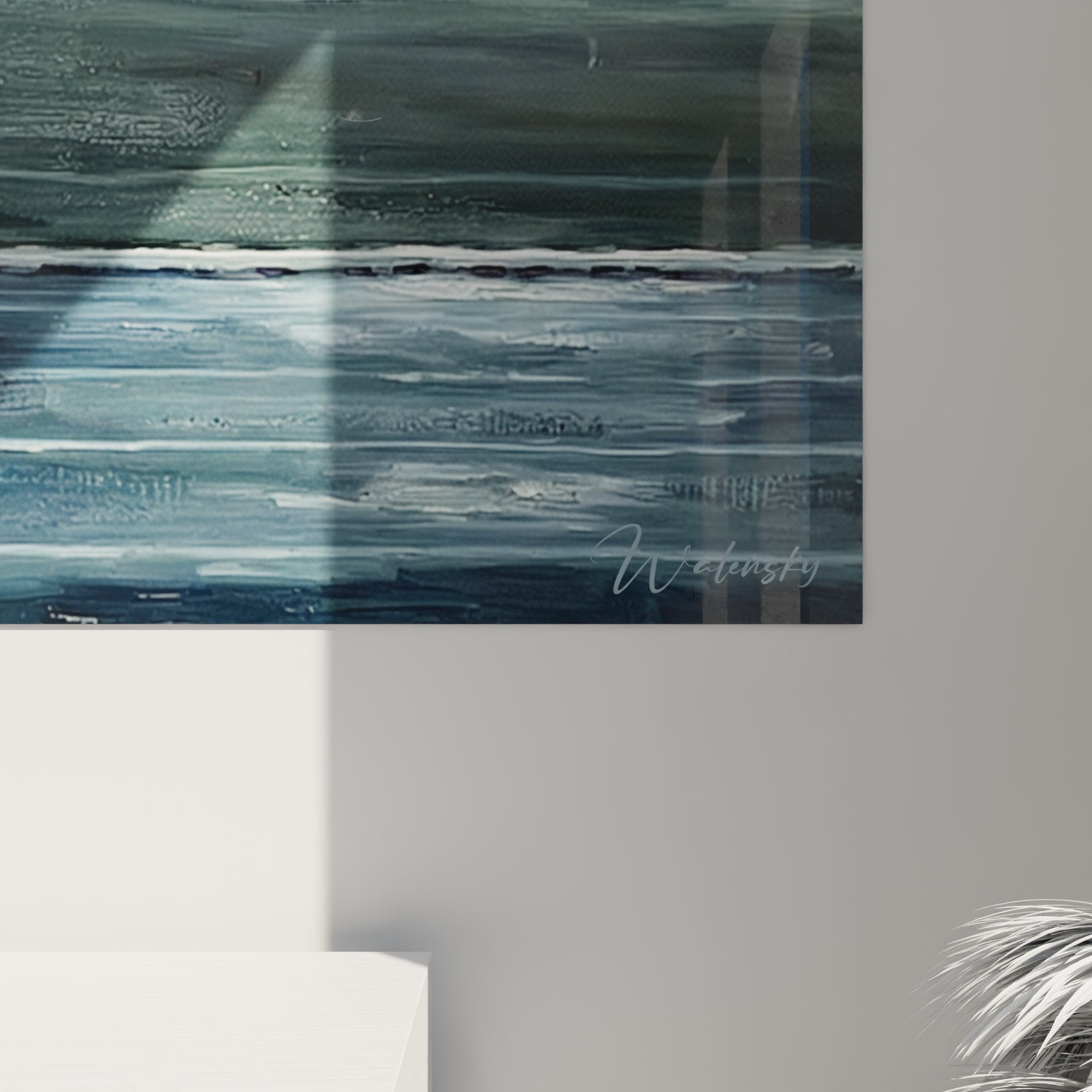 Überblick über das Behindertensport-Gemälde in einem zeitgenössischen Interieur, nächtliche Rennszene im Regen