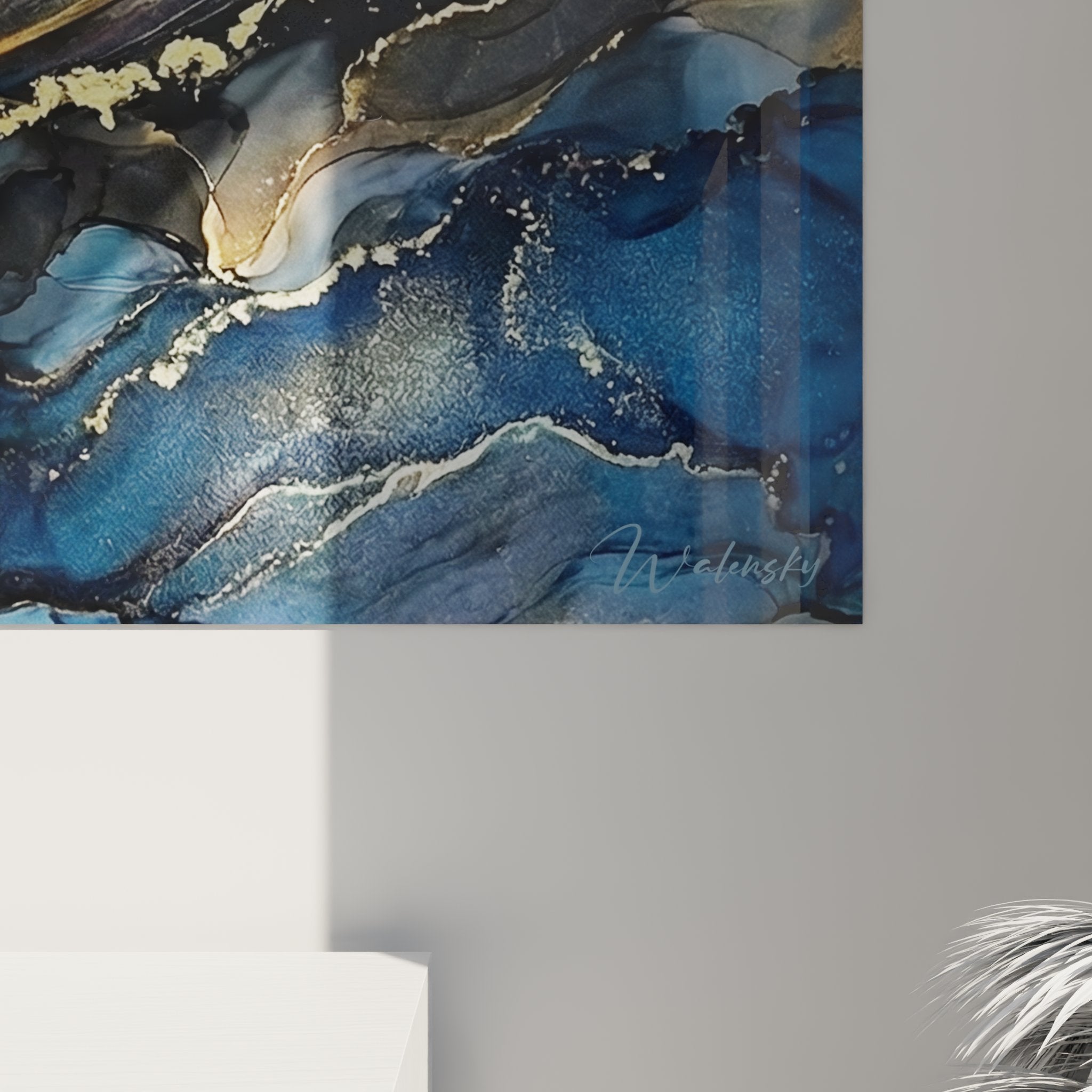 Vue d'ensemble tableau mural jetski action vagues éclaboussures dorées décoration