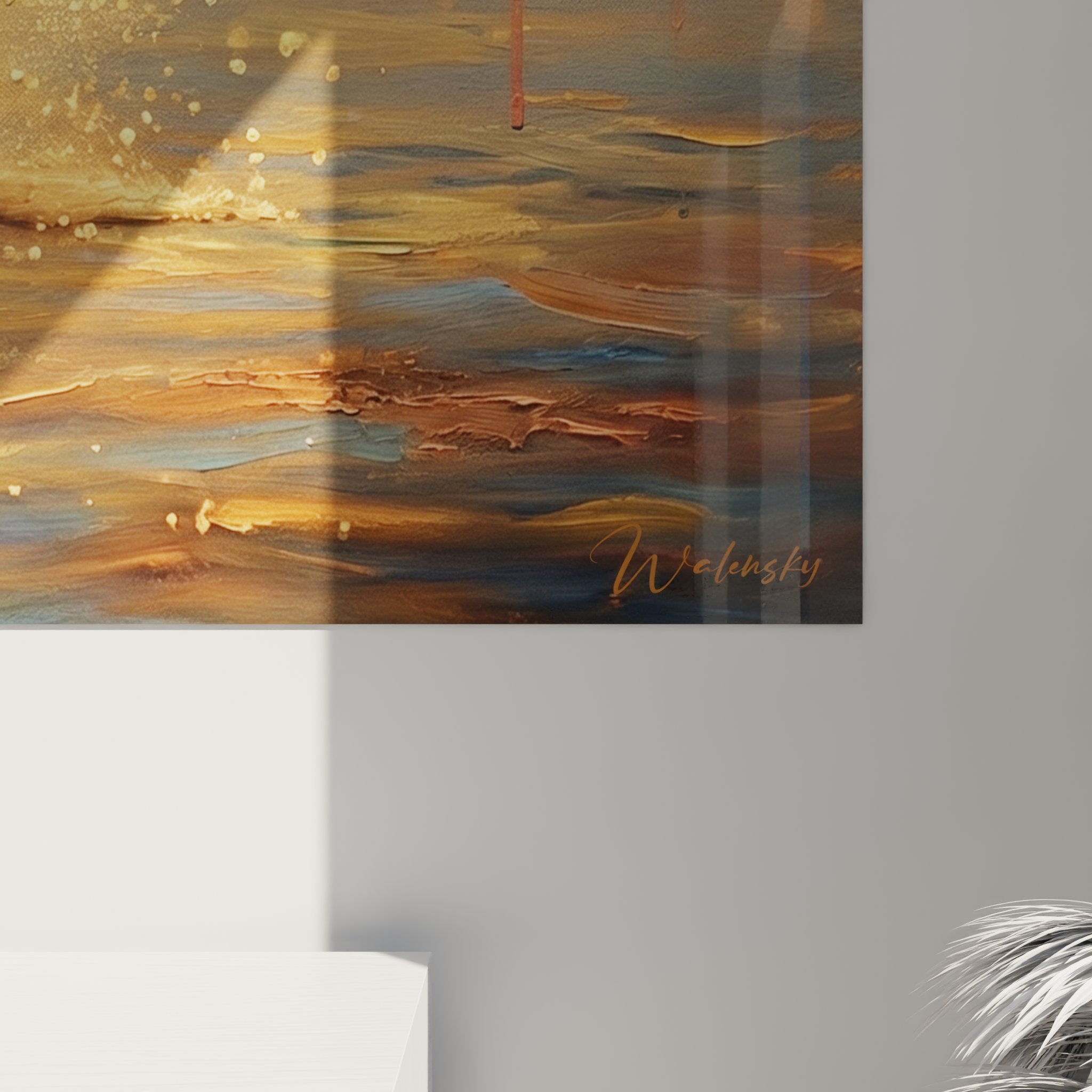 Vue ensemble tableau jetski salon decoration murale sport nautique coucher soleil atmosphere doree