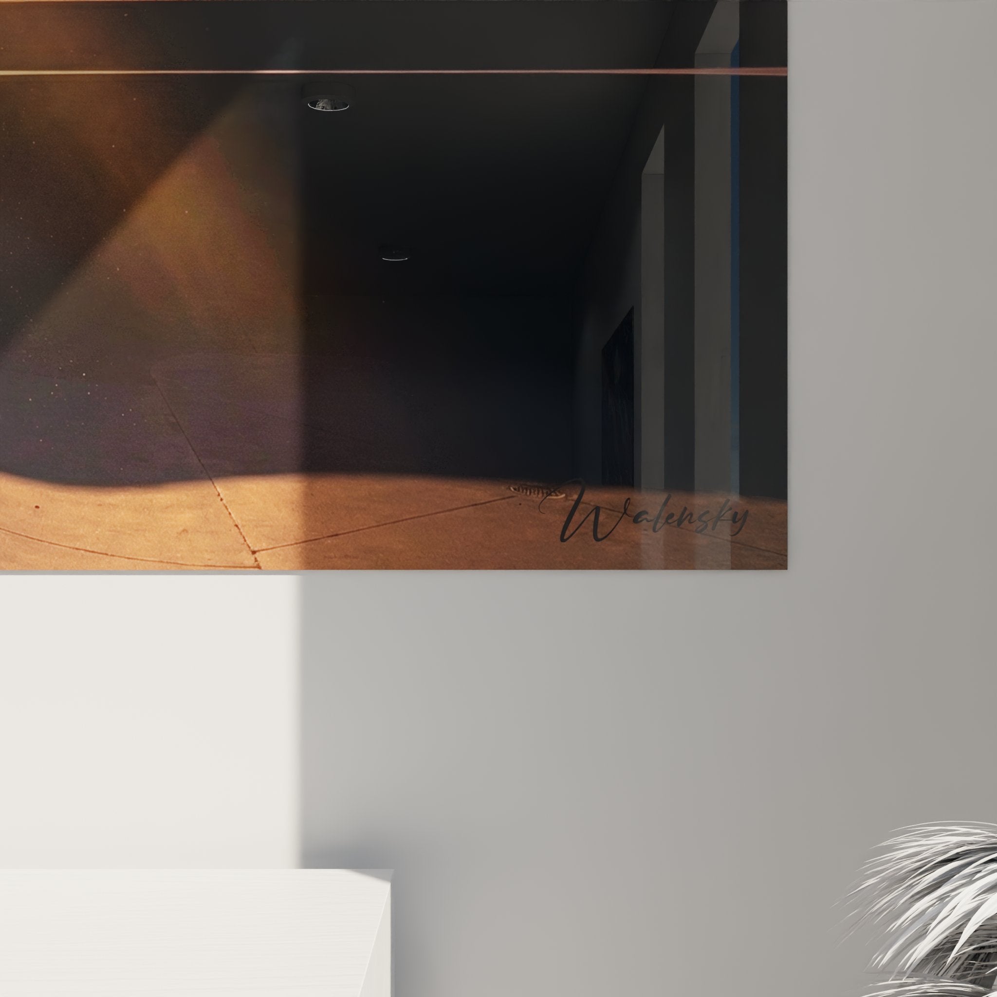 Vue ensemble tableau mural skateboard bowl sunset decoration interieur moderne