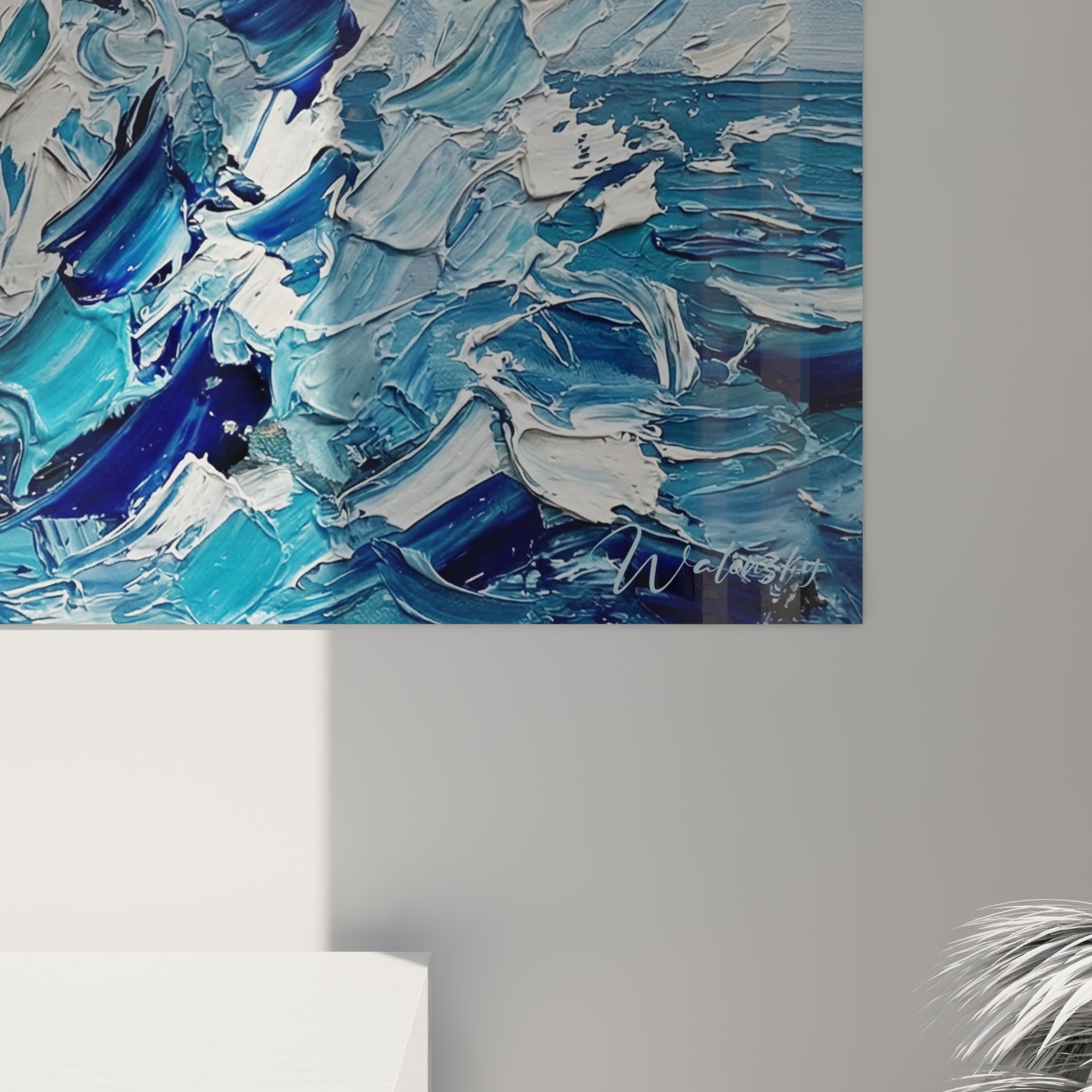 Gesamtansicht Taucher-Gemälde ozeanblau Inneneinrichtung Dekoration Nautik-Thema Unterwassertauchen