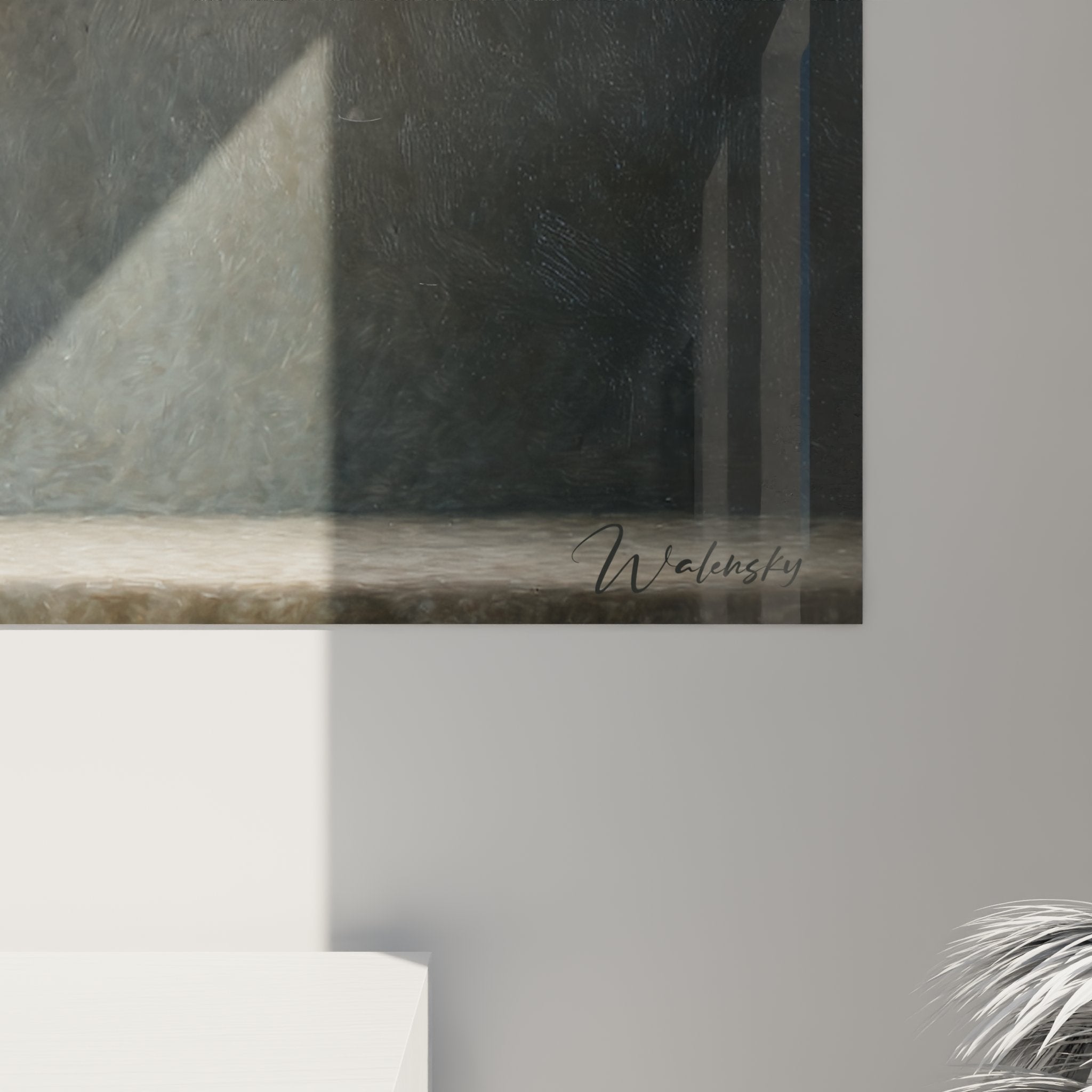 Panoramica del quadro murale gatto Abissino in soggiorno moderno con colori armoniosi