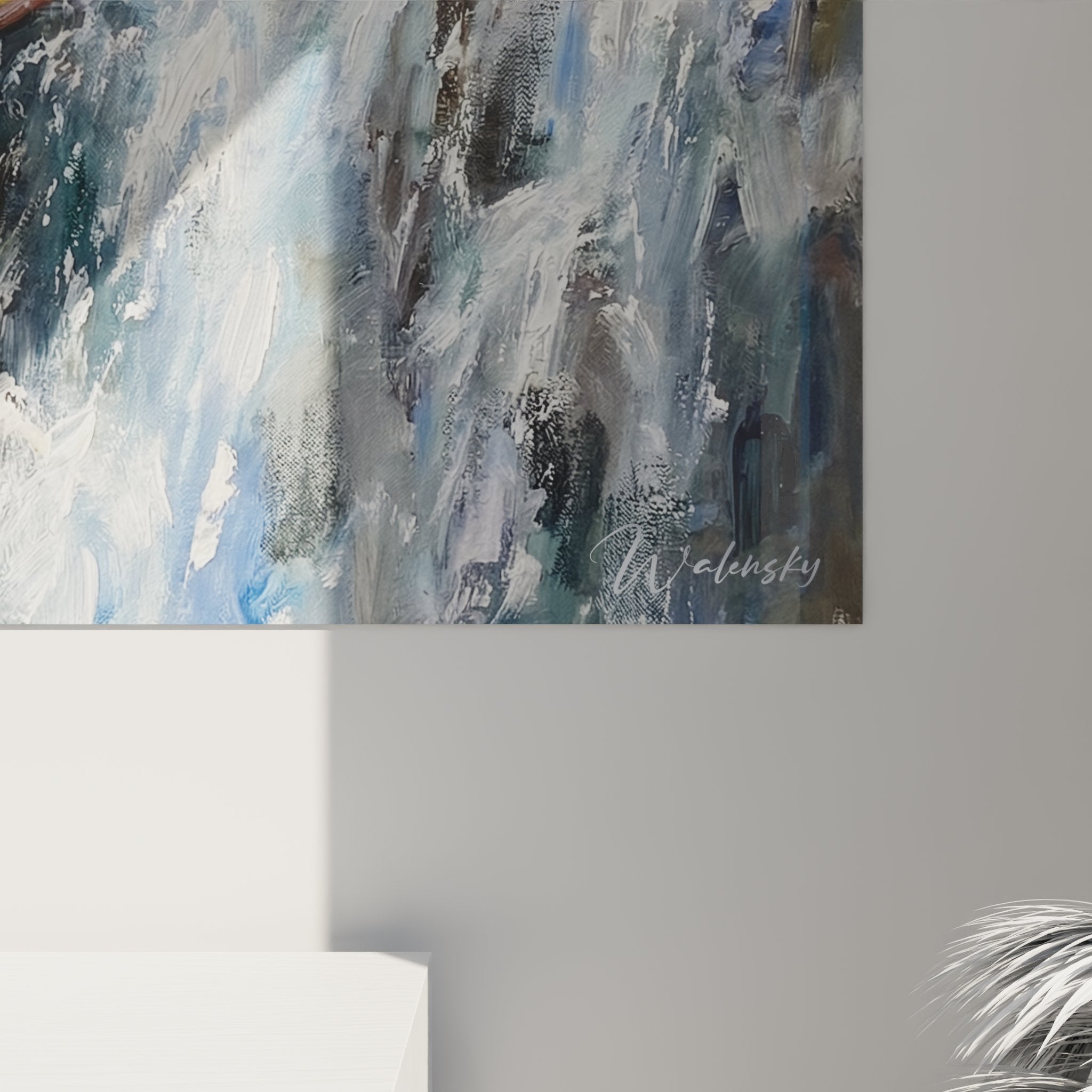 Full view whitewater rafting wall art interior decoration extreme sport adventure modern living room