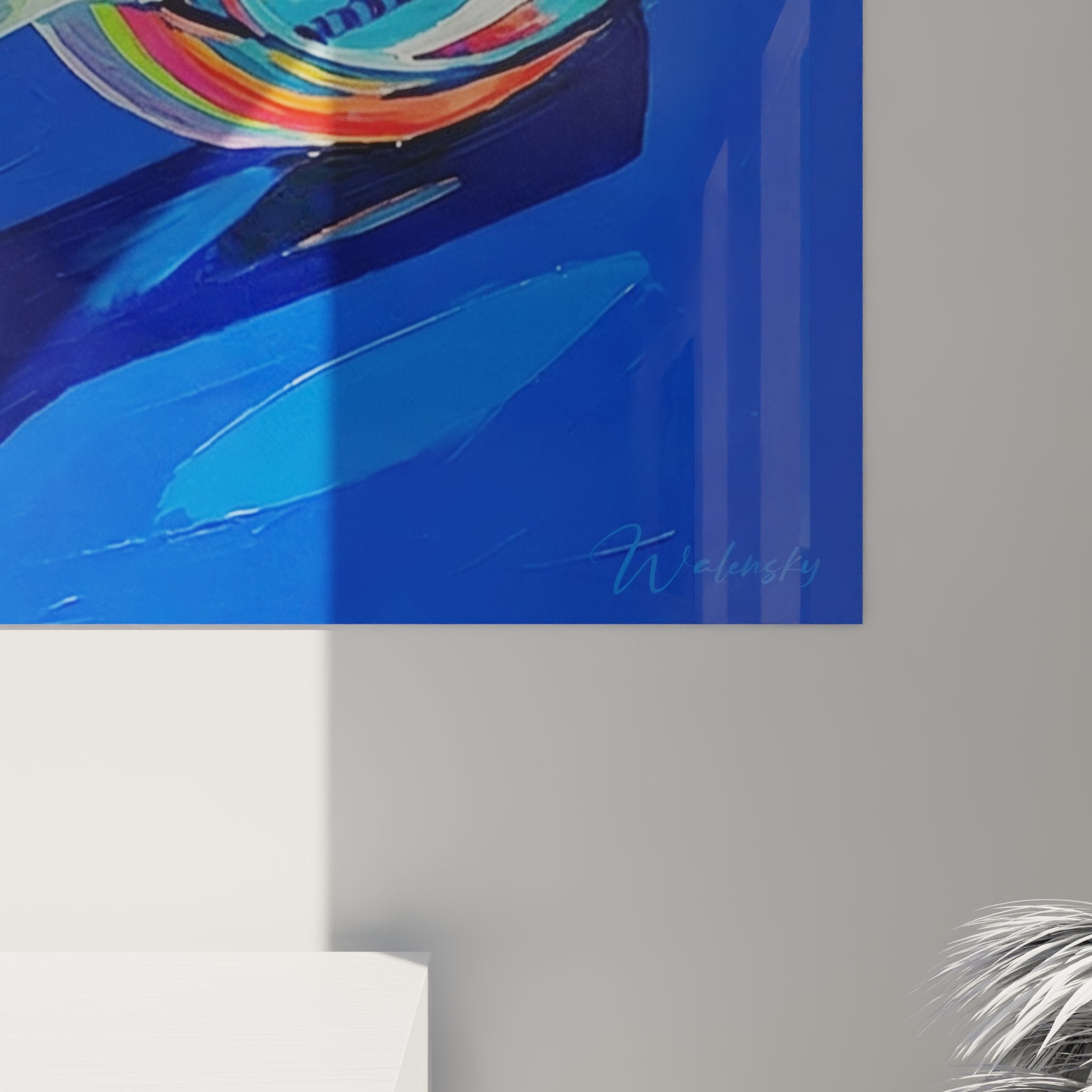 Vue ensemble tableau lunettes natation art mural moderne décoration aquatique couleurs vibrantes style contemporain