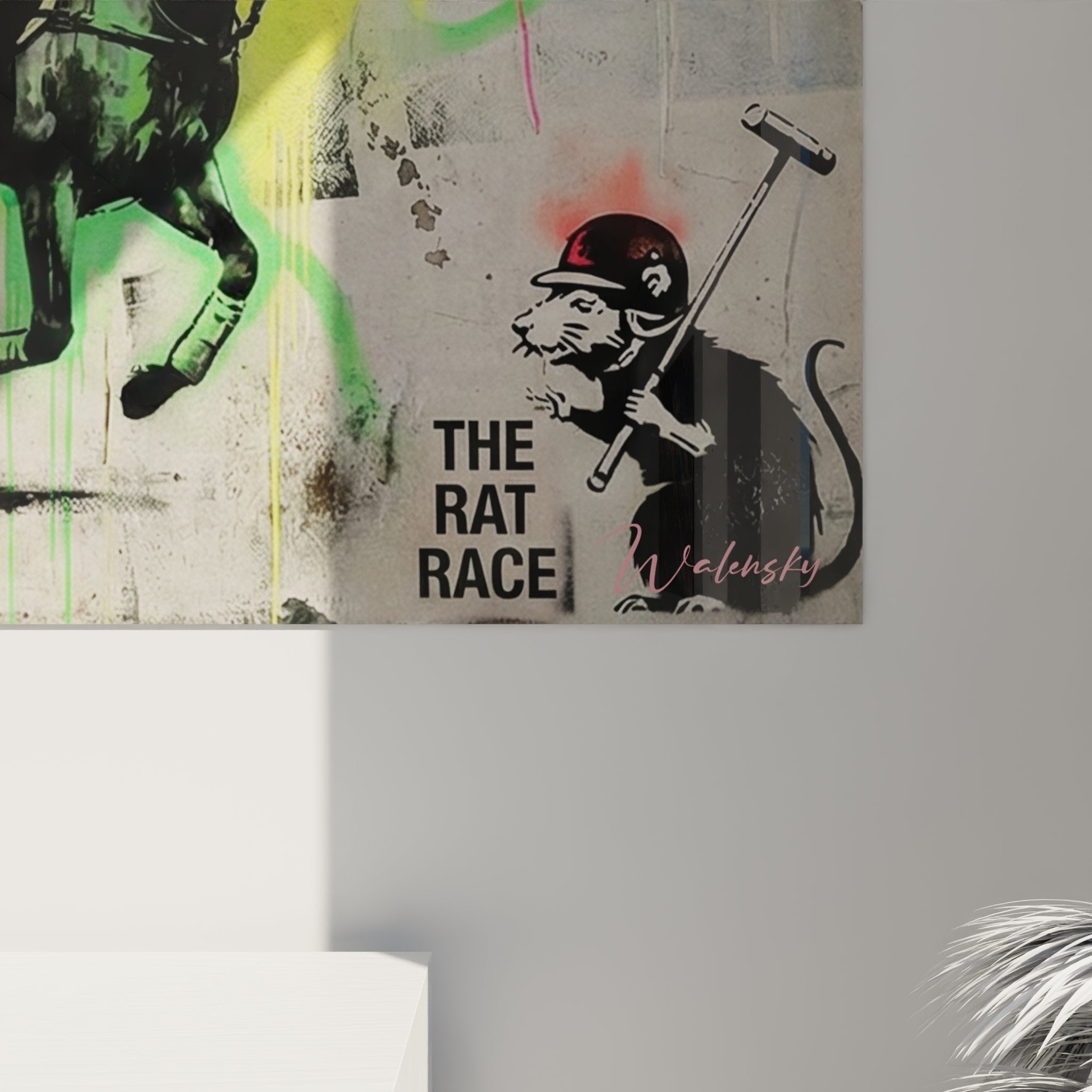 Overall view polo street art mural graffiti urban chukker modern wall decoration