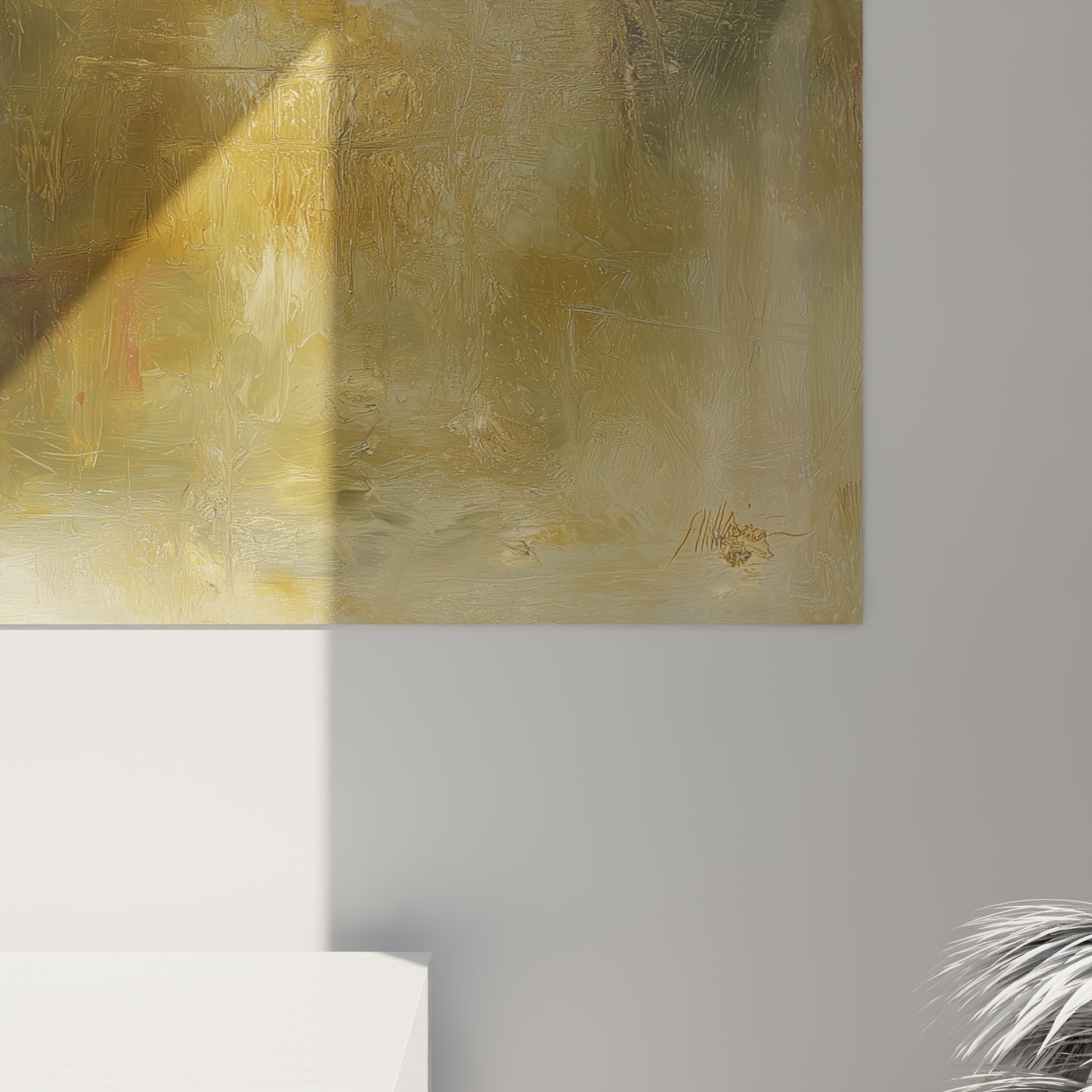 Overview wall art Scottish Fold cat in elegant contemporary interior style